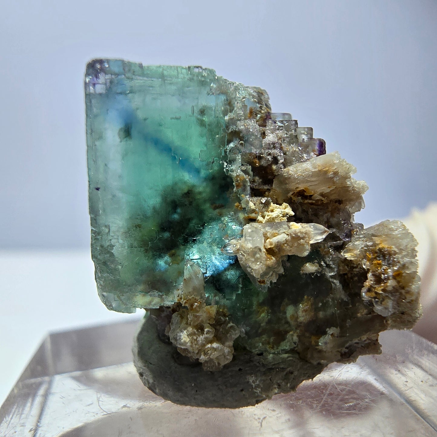 Phantom Fluorit Würfel Stufe, parkettiert grün Okorusu, Namibia 22*20*17mm
