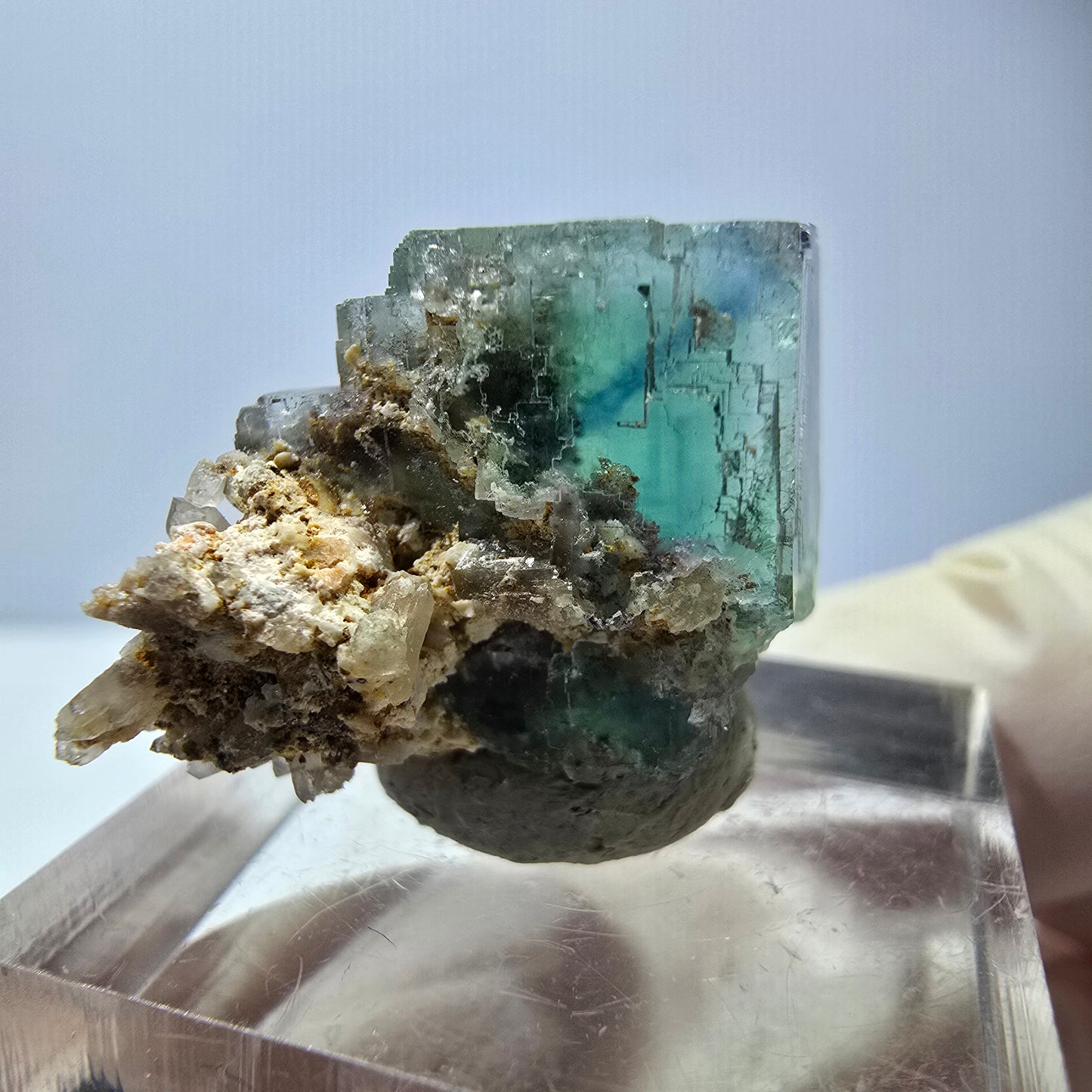 Phantom Fluorit Würfel Stufe, parkettiert grün Okorusu, Namibia 22*20*17mm