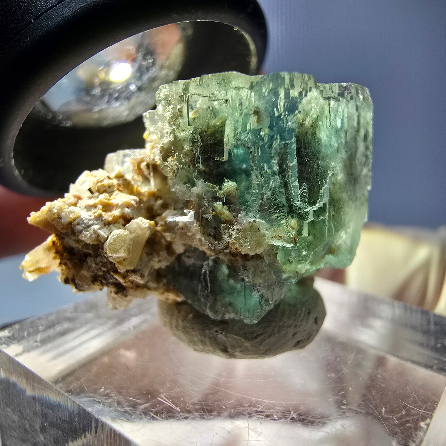 Phantom Fluorit Würfel Stufe, parkettiert grün Okorusu, Namibia 22*20*17mm