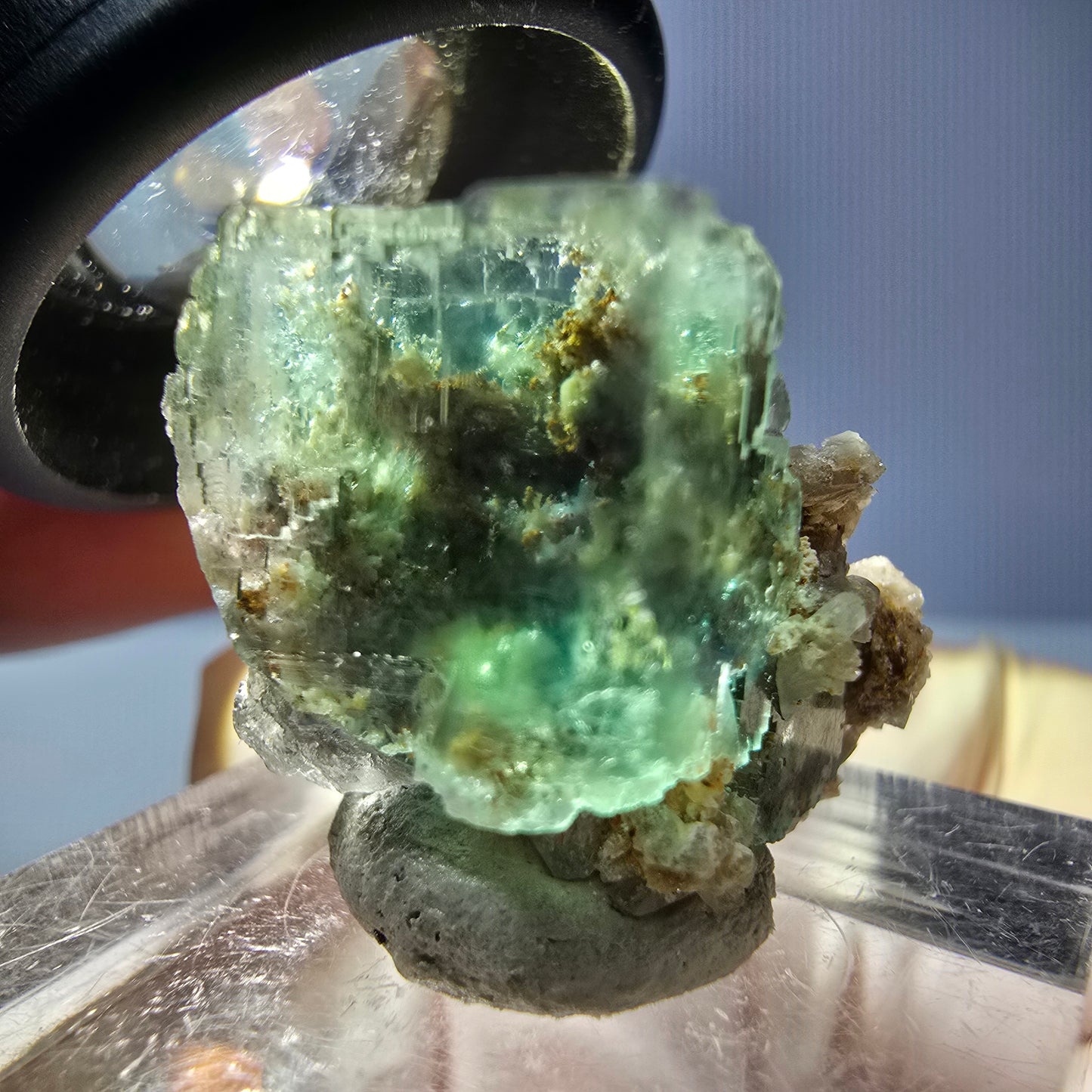 Phantom Fluorit Würfel Stufe, parkettiert grün Okorusu, Namibia 22*20*17mm