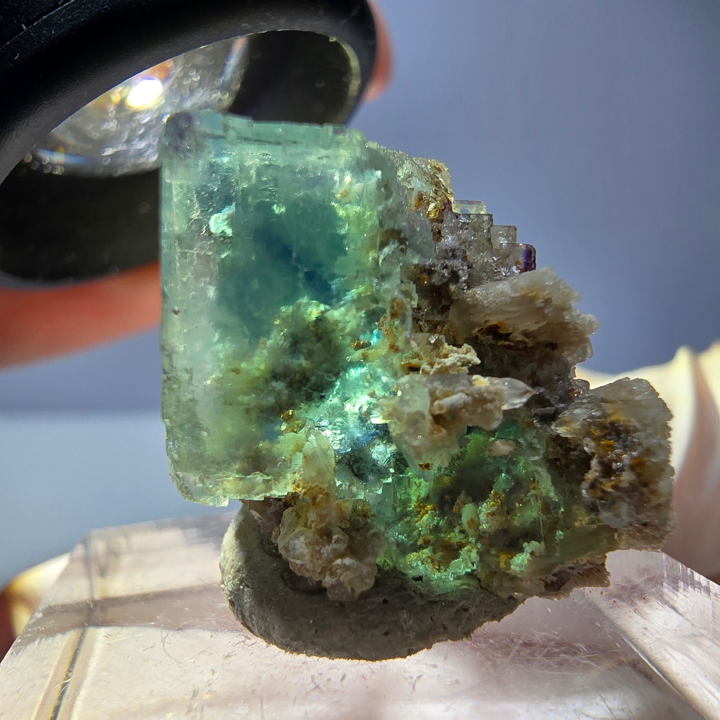 Phantom Fluorit Würfel Stufe, parkettiert grün Okorusu, Namibia 22*20*17mm