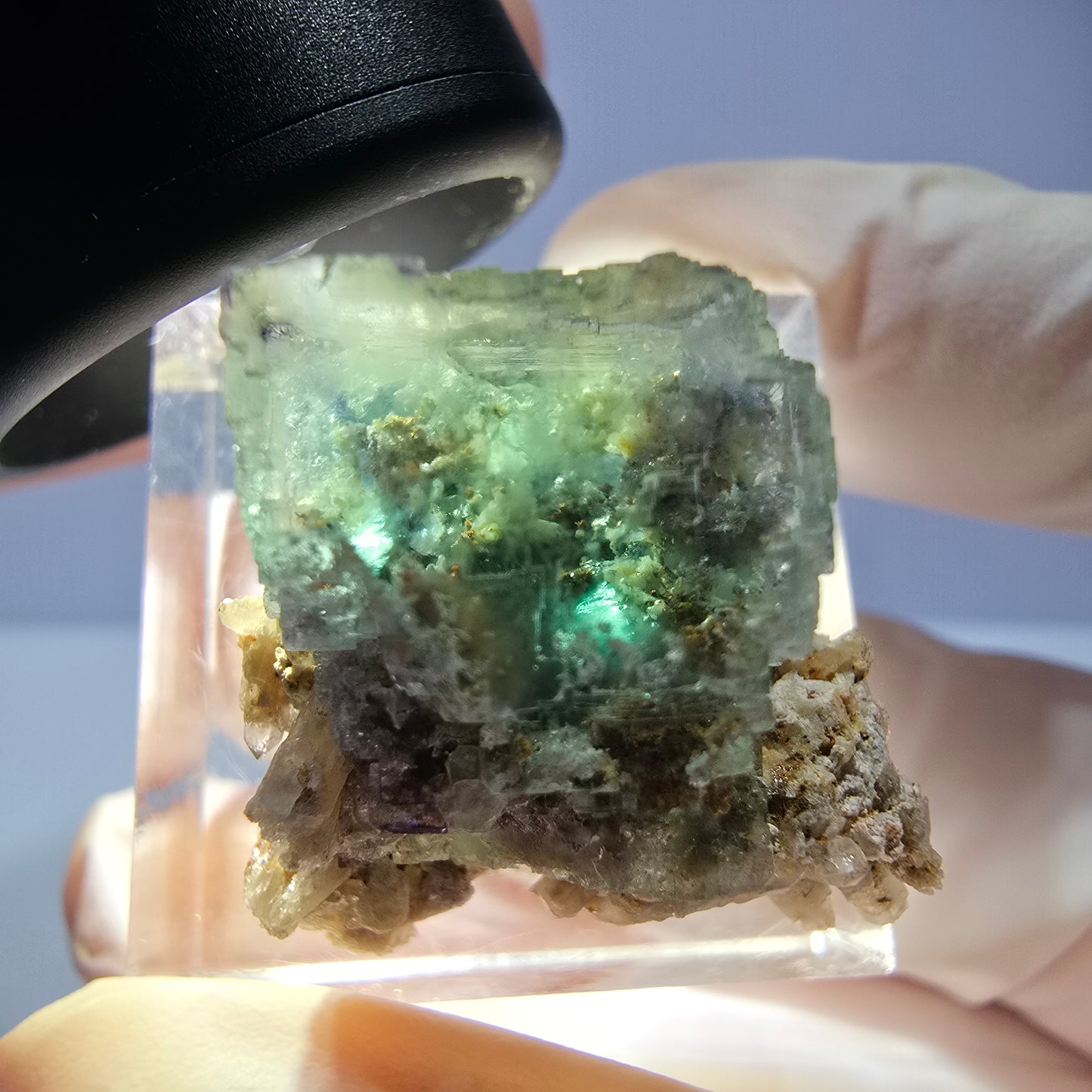 Phantom Fluorit Würfel Stufe, parkettiert grün Okorusu, Namibia 22*20*17mm