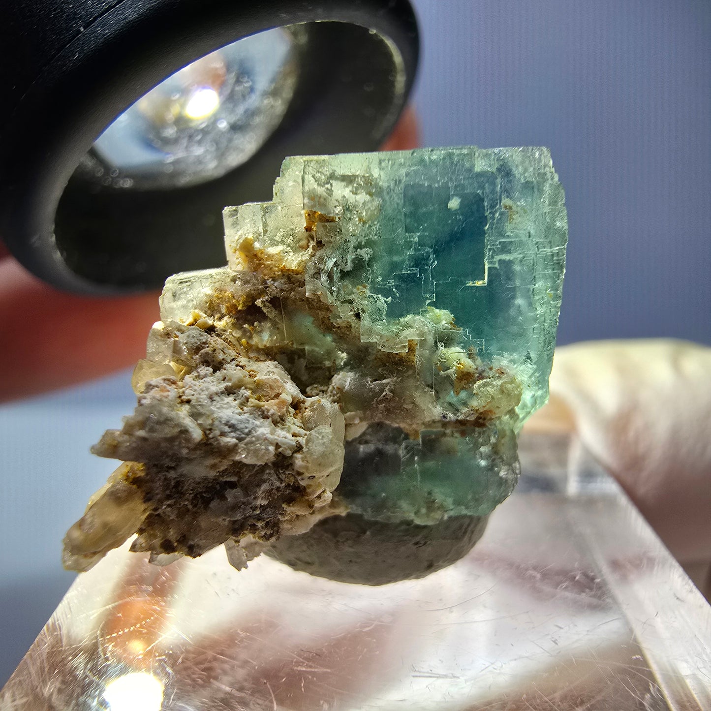 Phantom Fluorit Würfel Stufe, parkettiert grün Okorusu, Namibia 22*20*17mm