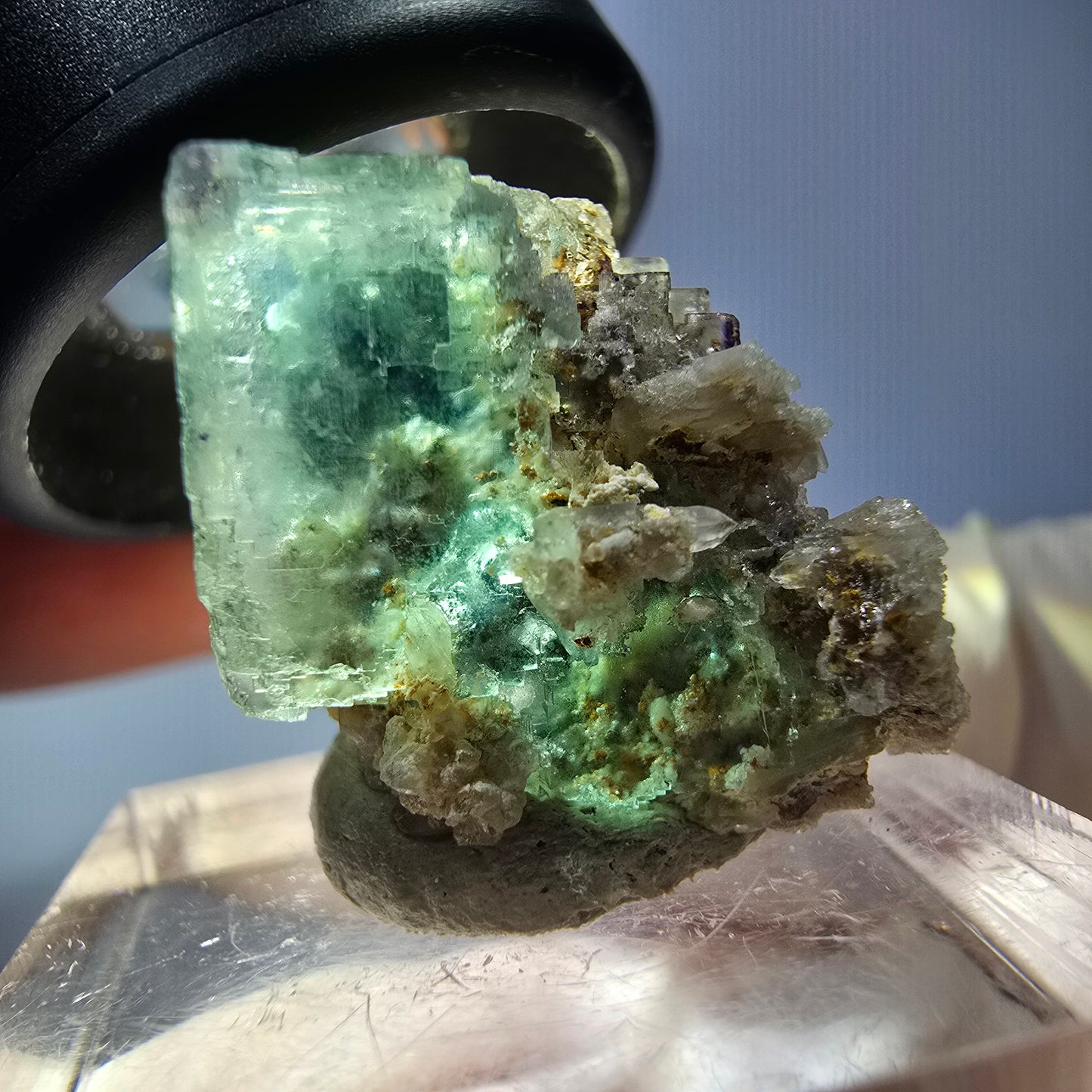 Phantom Fluorit Würfel Stufe, parkettiert grün Okorusu, Namibia 22*20*17mm