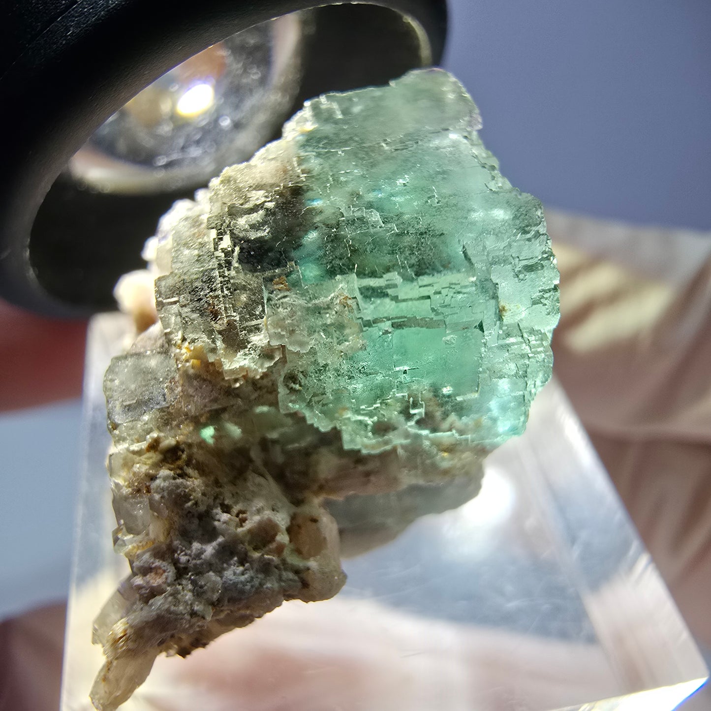 Phantom Fluorit Würfel Stufe, parkettiert grün Okorusu, Namibia 22*20*17mm