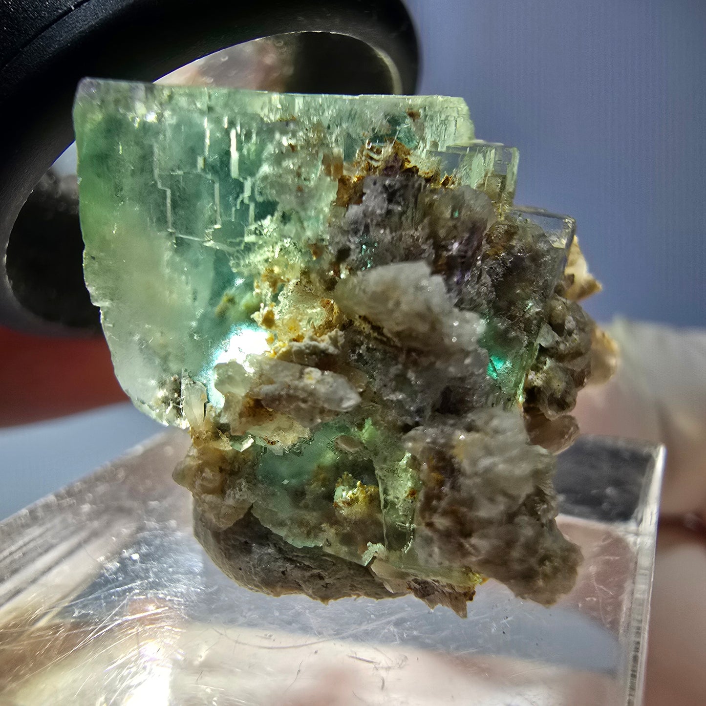 Phantom Fluorit Würfel Stufe, parkettiert grün Okorusu, Namibia 22*20*17mm