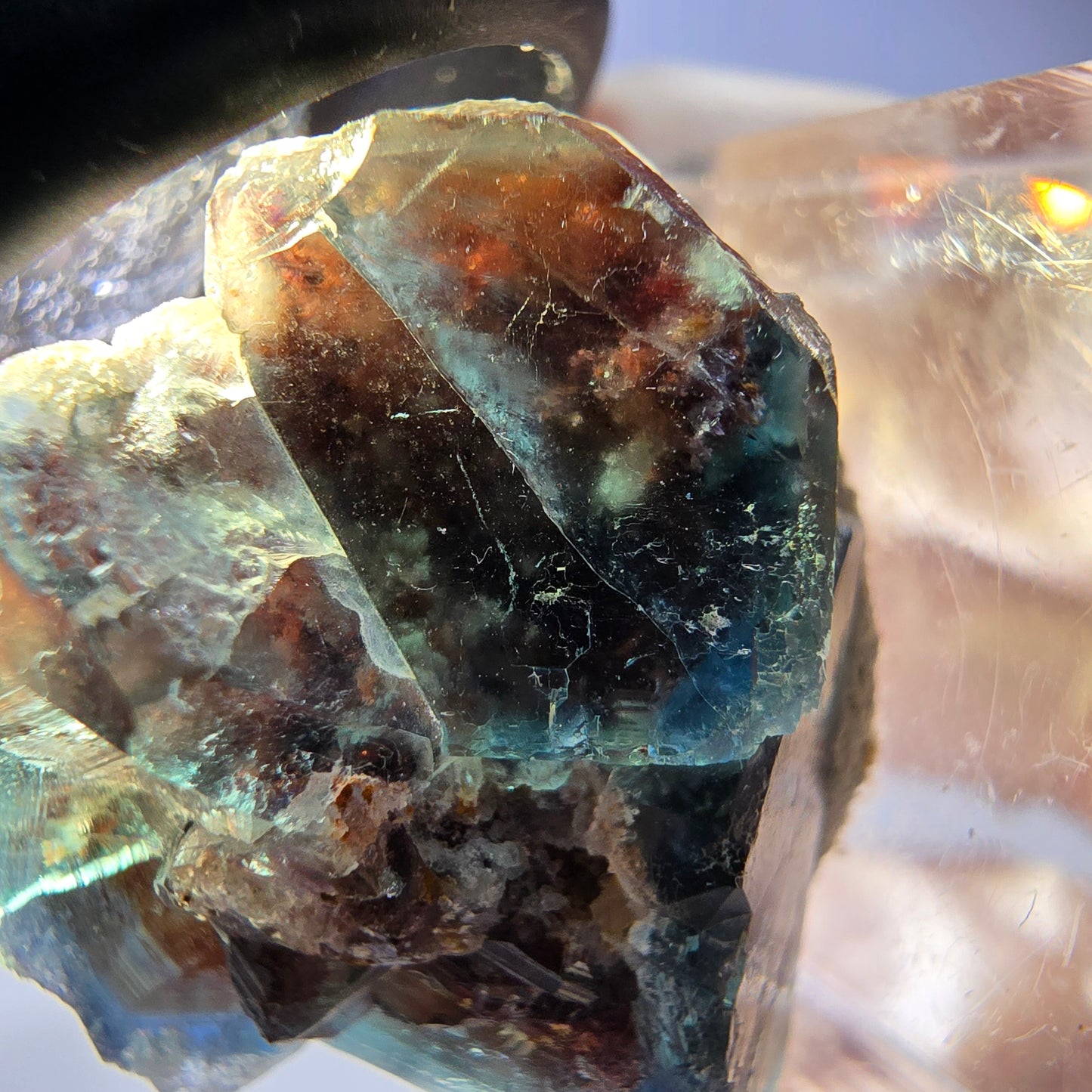 Phantom Fluorit Würfel Stufe, parkettiert grün braun Okorusu, Namibia 28*24*22mm