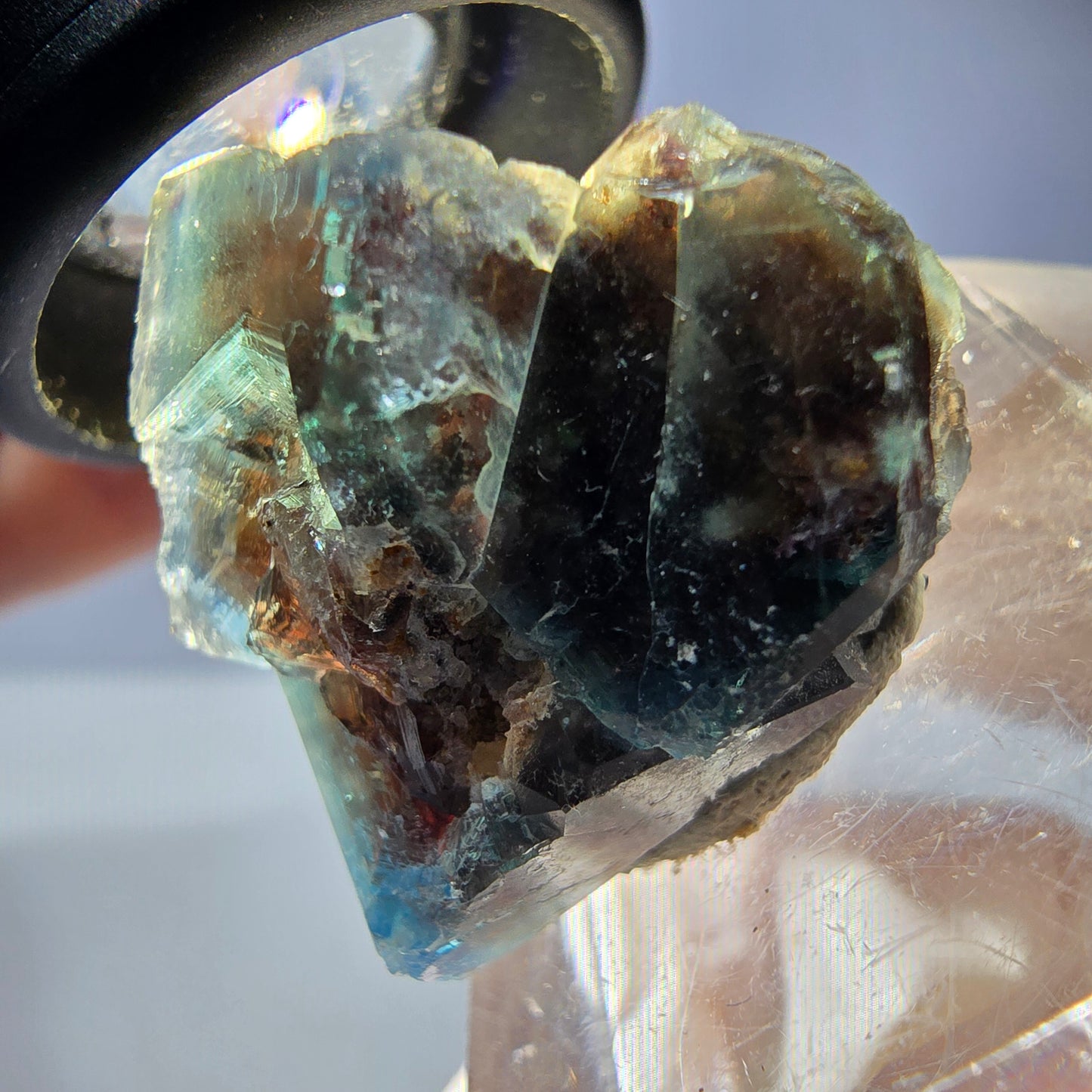 Phantom Fluorit Würfel Stufe, parkettiert grün braun Okorusu, Namibia 28*24*22mm