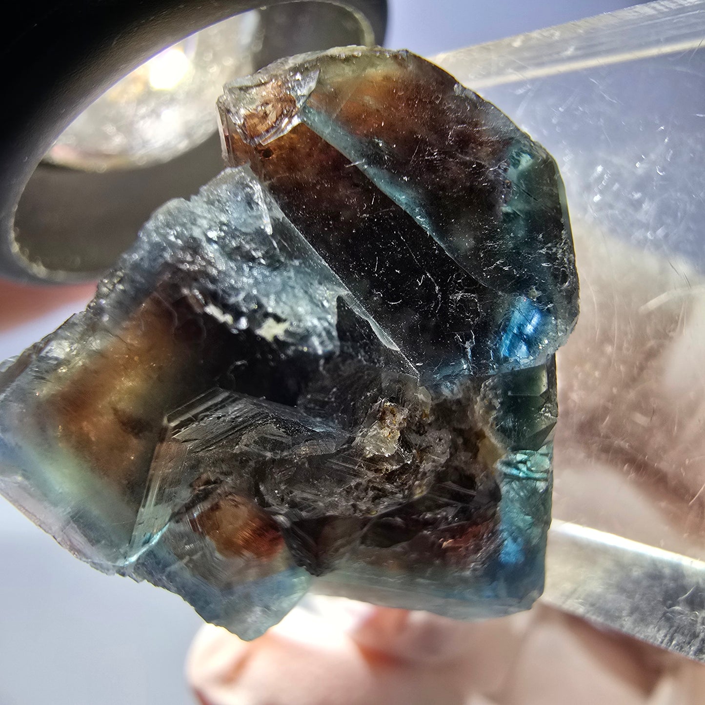 Phantom Fluorit Würfel Stufe, parkettiert grün braun Okorusu, Namibia 28*24*22mm
