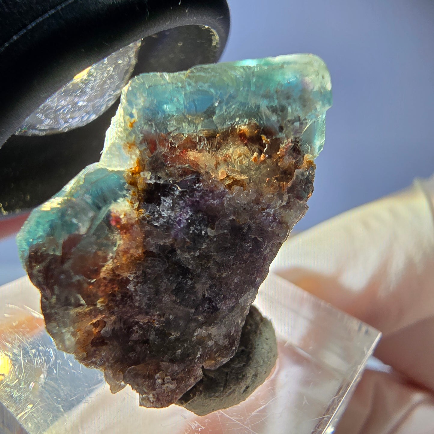 Phantom Fluorit Würfel Stufe, parkettiert grün braun Okorusu, Namibia 28*24*22mm