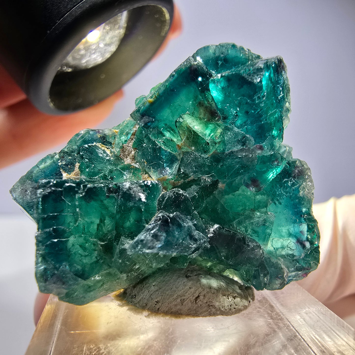 Phantom Fluorit Würfel Stufe, parkettiert grün Okorusu, Namibia 33*27*18mm