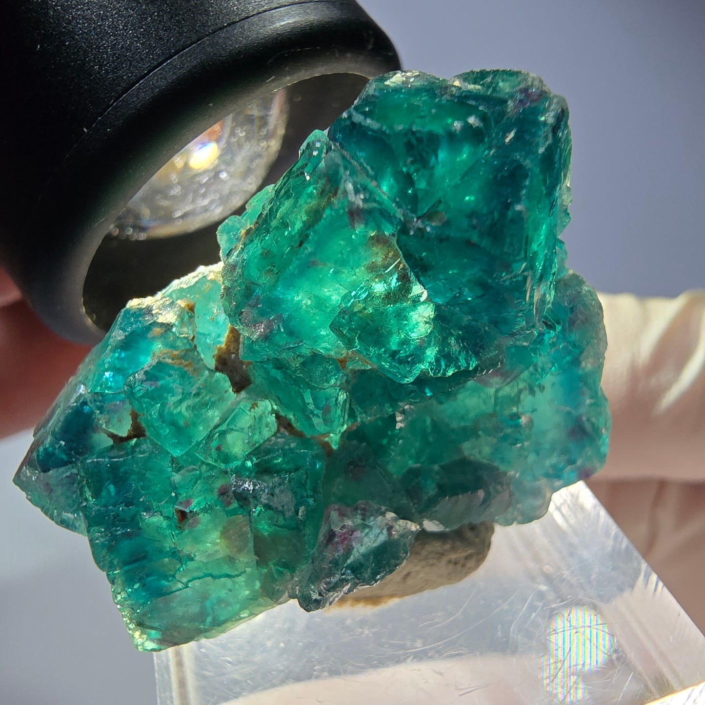 Phantom Fluorit Würfel Stufe, parkettiert grün Okorusu, Namibia 33*27*18mm
