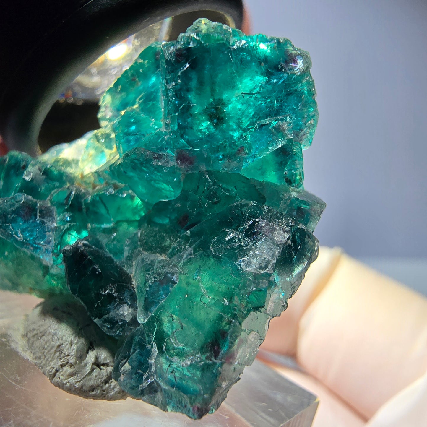 Phantom Fluorit Würfel Stufe, parkettiert grün Okorusu, Namibia 33*27*18mm
