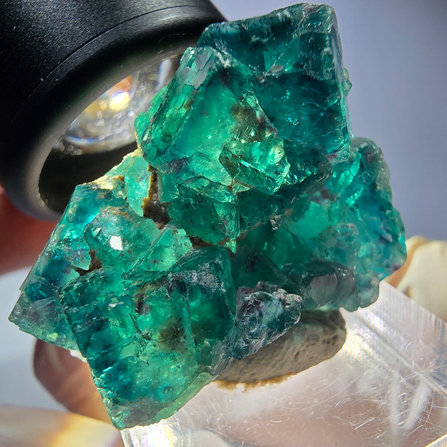 Phantom Fluorit Würfel Stufe, parkettiert grün Okorusu, Namibia 33*27*18mm