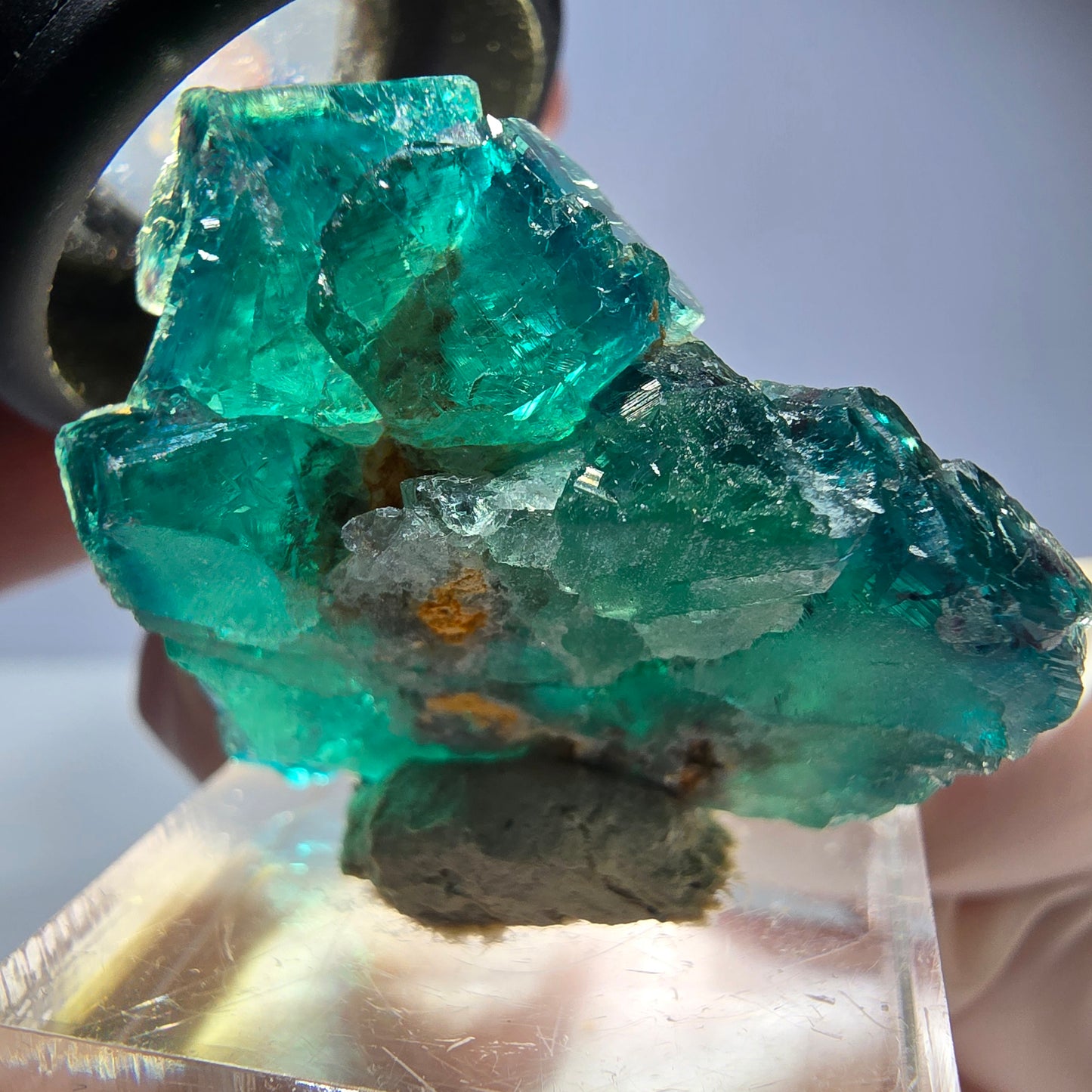 Phantom Fluorit Würfel Stufe, parkettiert grün Okorusu, Namibia 33*27*18mm
