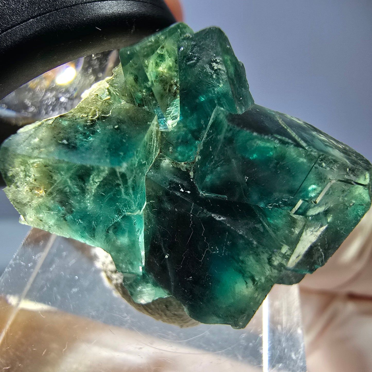 Phantom Fluorit Würfel Stufe, parkettiert grün Okorusu, Namibia 27*23*17mm