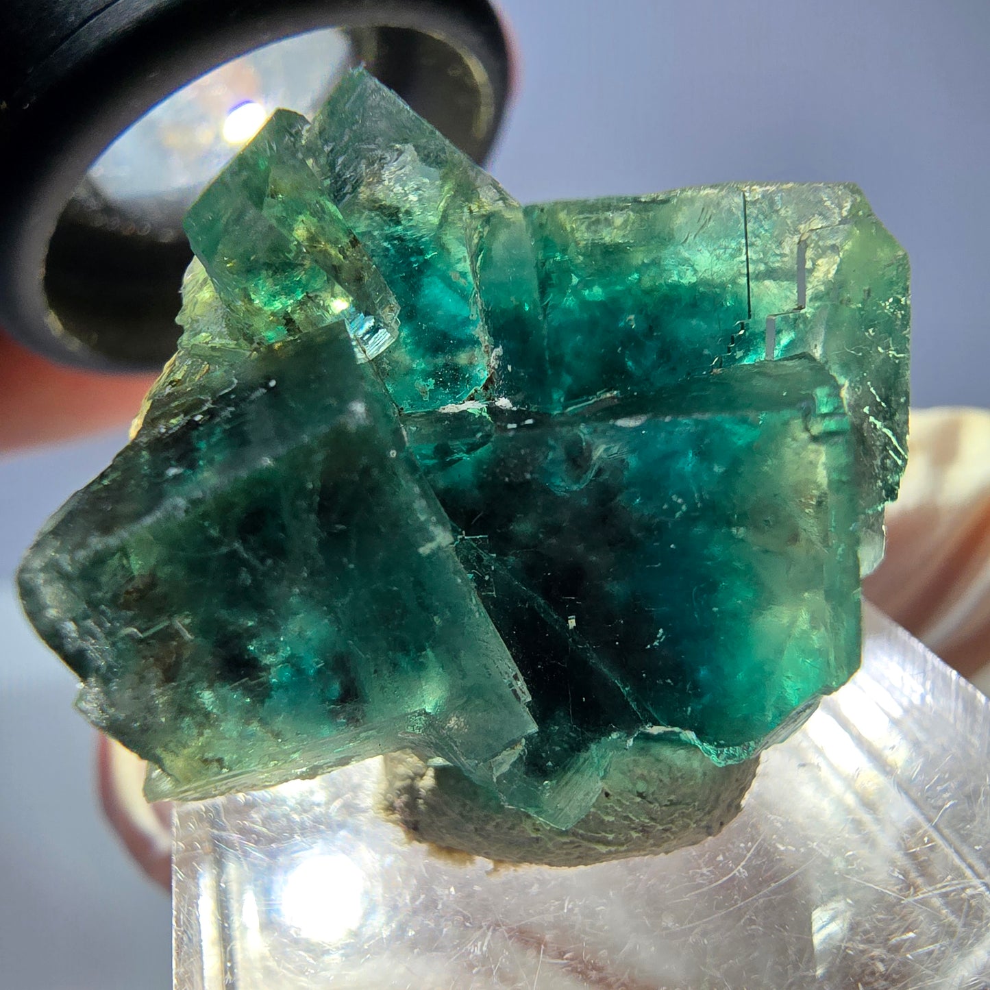 Phantom Fluorit Würfel Stufe, parkettiert grün Okorusu, Namibia 27*23*17mm