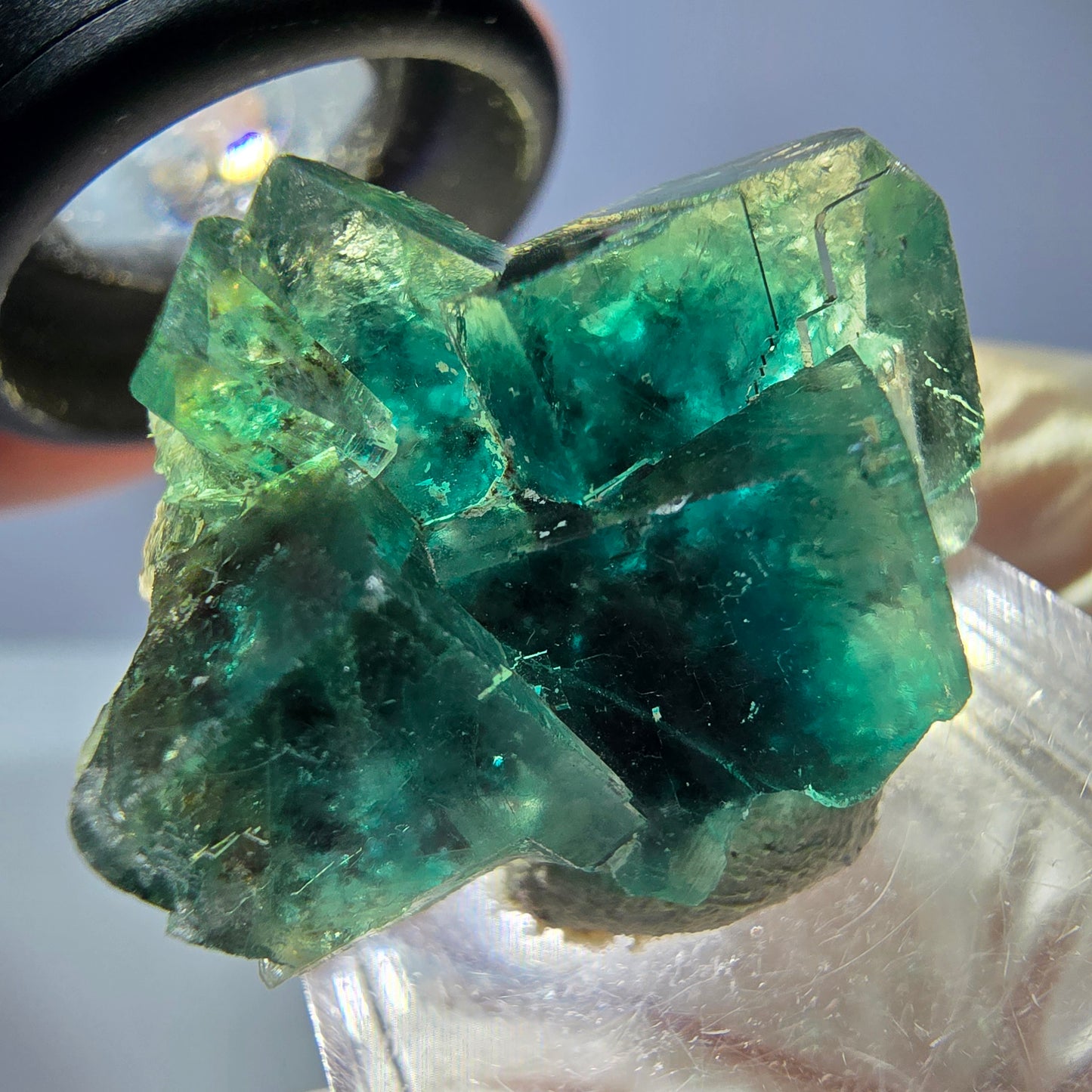 Phantom Fluorit Würfel Stufe, parkettiert grün Okorusu, Namibia 27*23*17mm