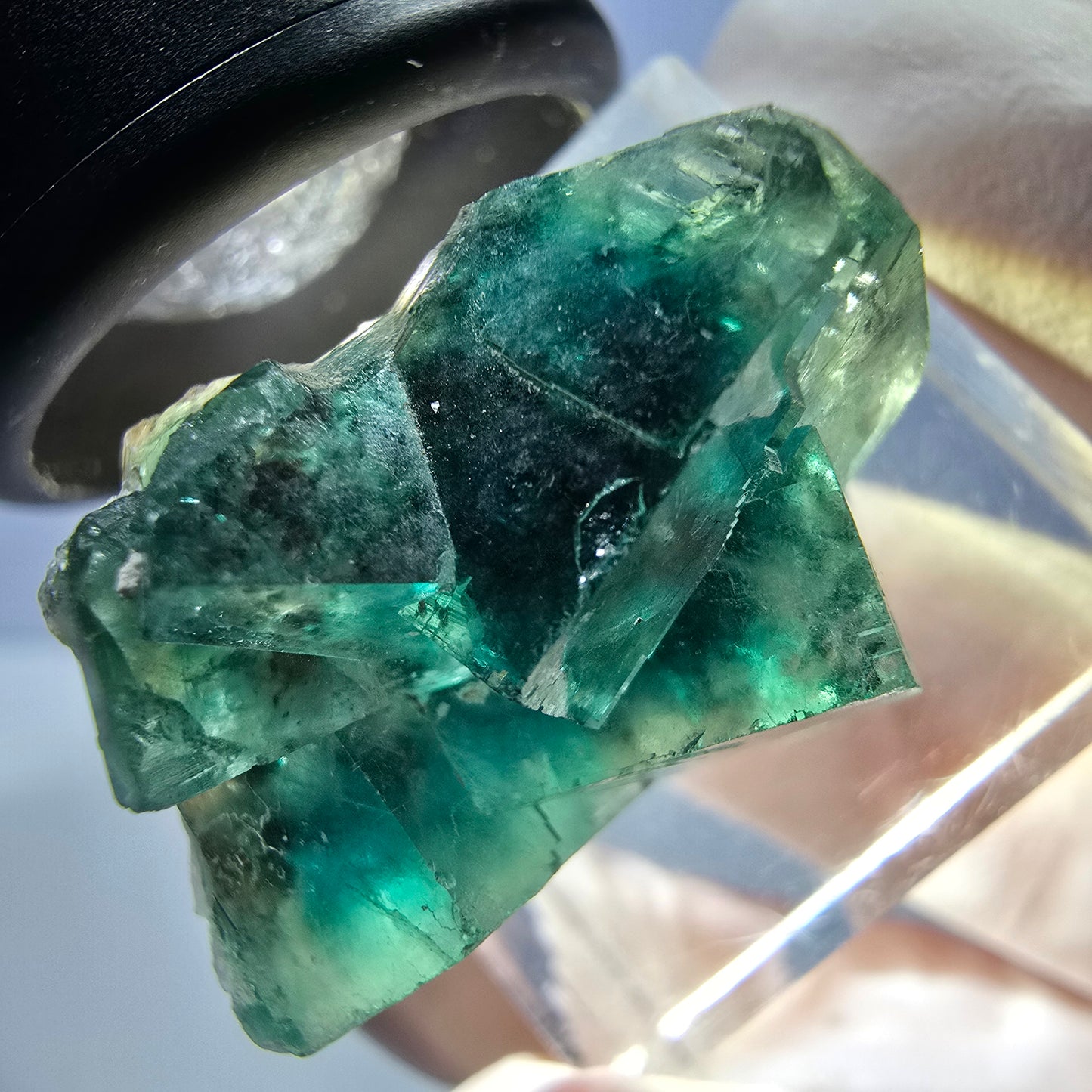 Phantom Fluorit Würfel Stufe, parkettiert grün Okorusu, Namibia 27*23*17mm