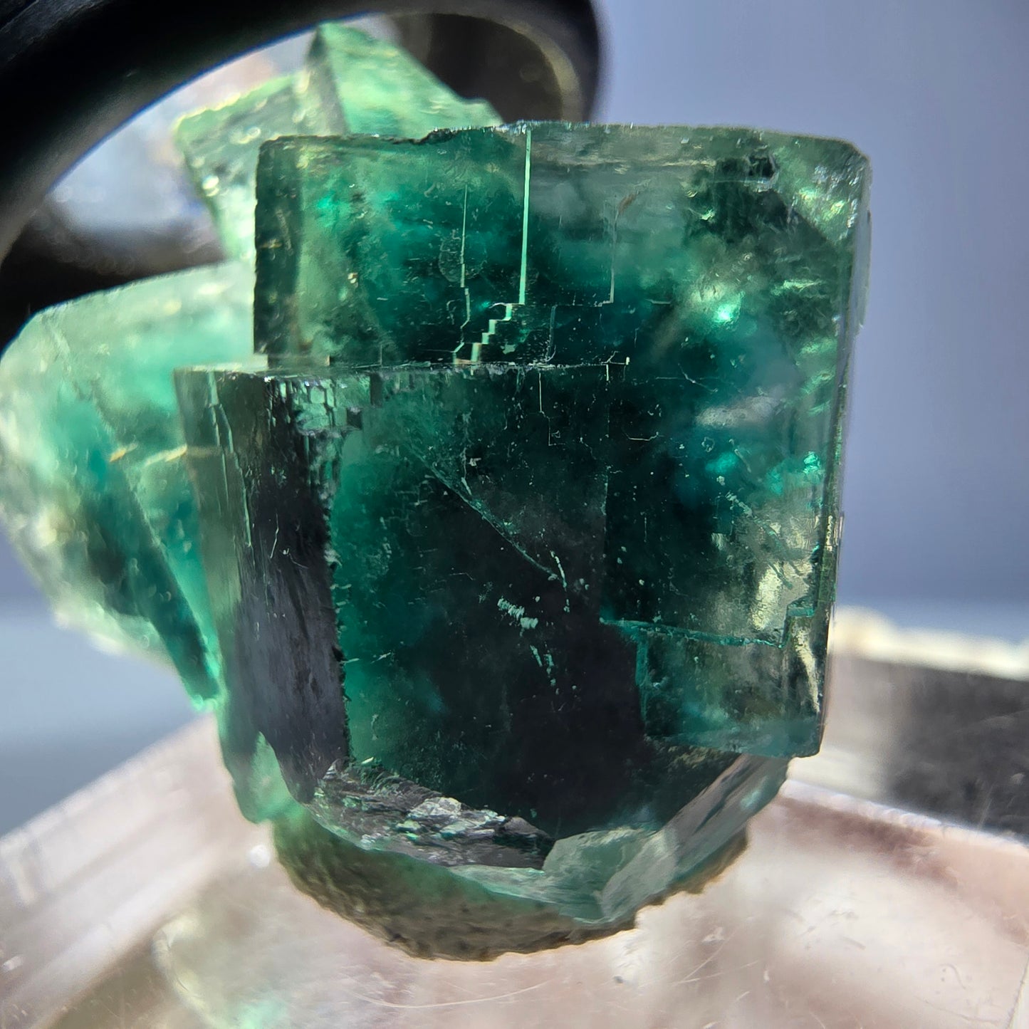 Phantom Fluorit Würfel Stufe, parkettiert grün Okorusu, Namibia 27*23*17mm