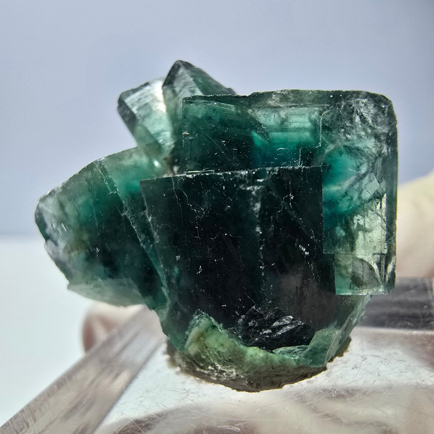 Phantom Fluorit Würfel Stufe, parkettiert grün Okorusu, Namibia 27*23*17mm