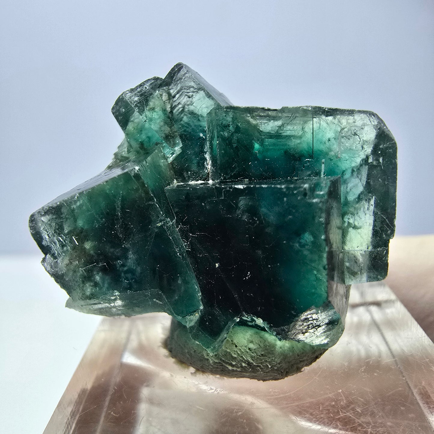 Phantom Fluorit Würfel Stufe, parkettiert grün Okorusu, Namibia 27*23*17mm