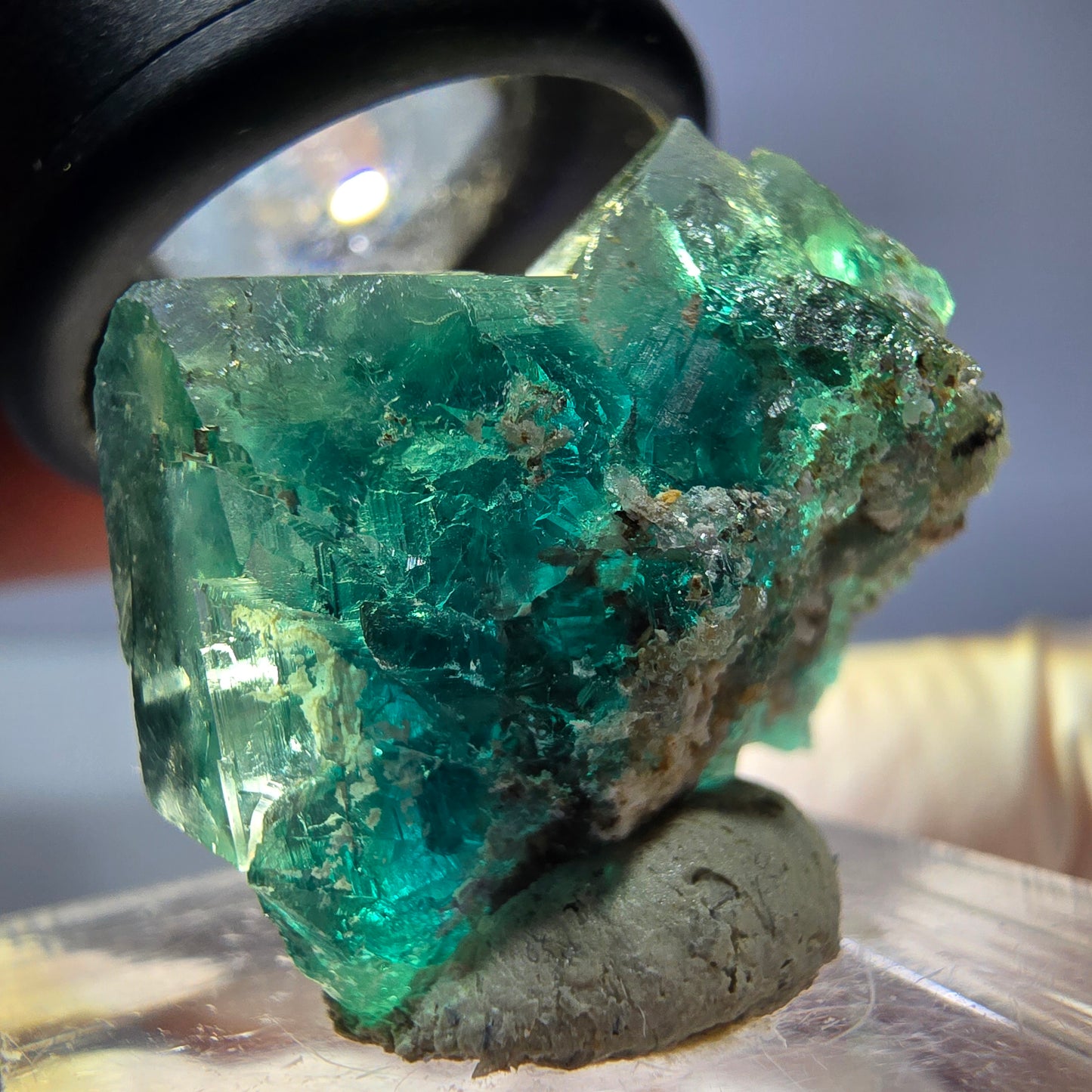 Phantom Fluorit Würfel Stufe, parkettiert grün Okorusu, Namibia 27*23*17mm