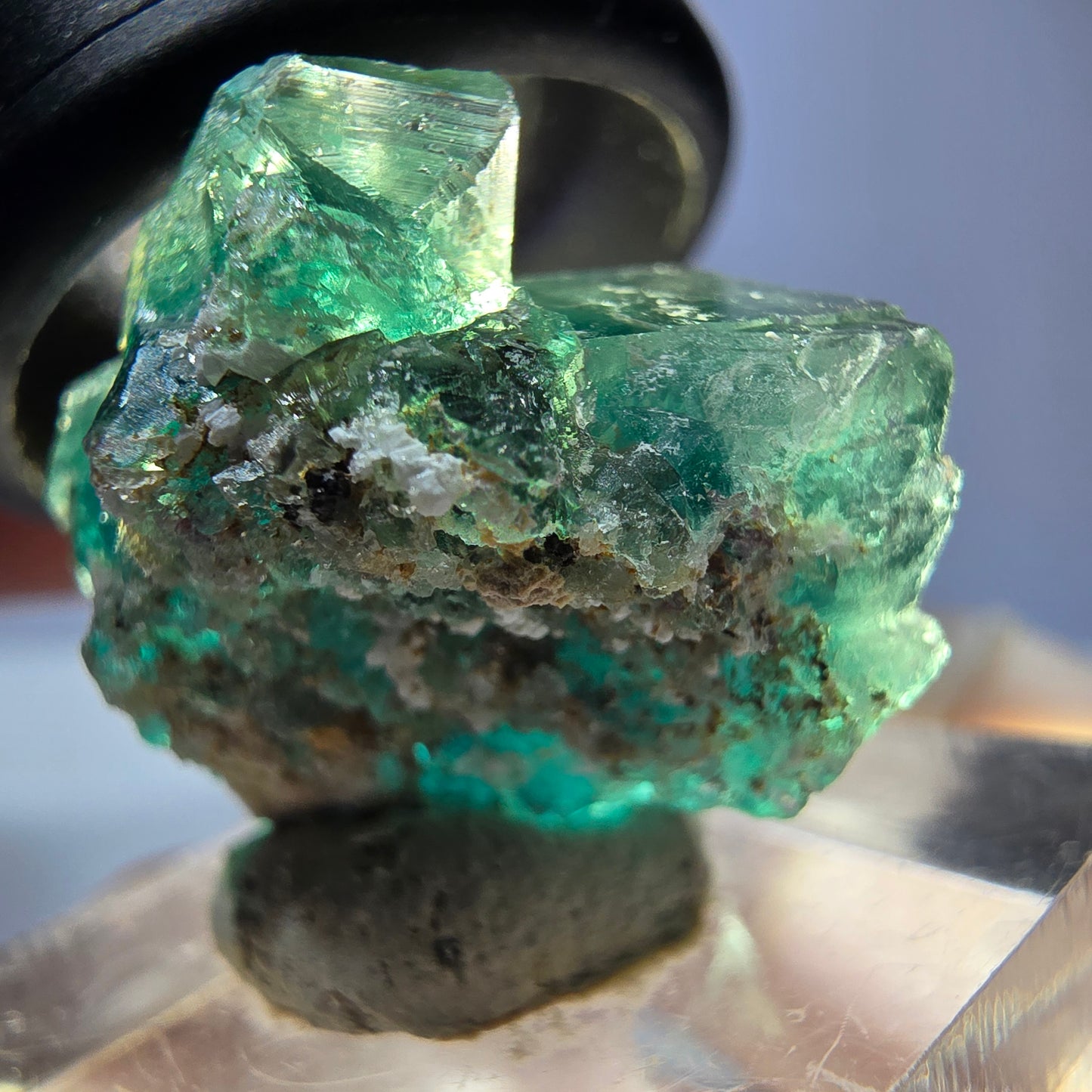 Phantom Fluorit Würfel Stufe, parkettiert grün Okorusu, Namibia 27*23*17mm