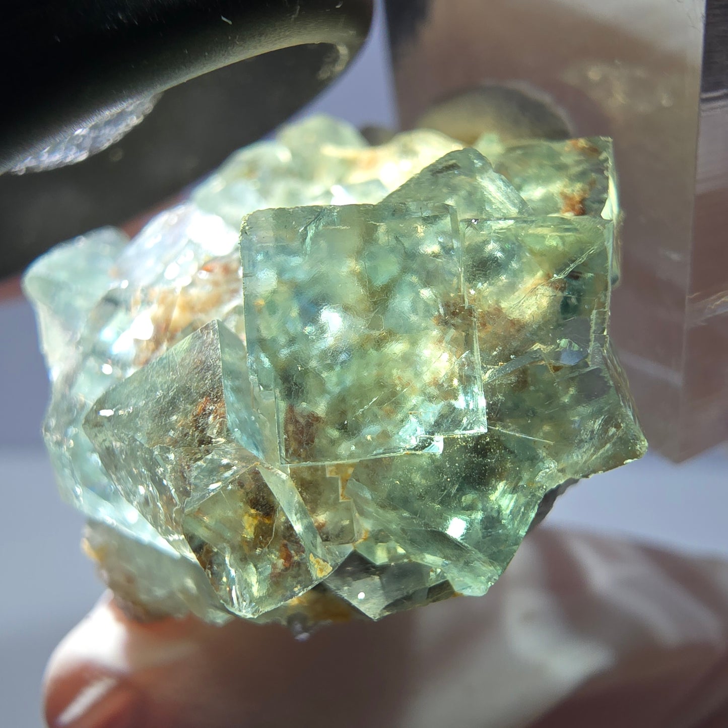 Phantom Fluorit Würfel Stufe, parkettiert grün Okorusu, Namibia 34*32*16mm