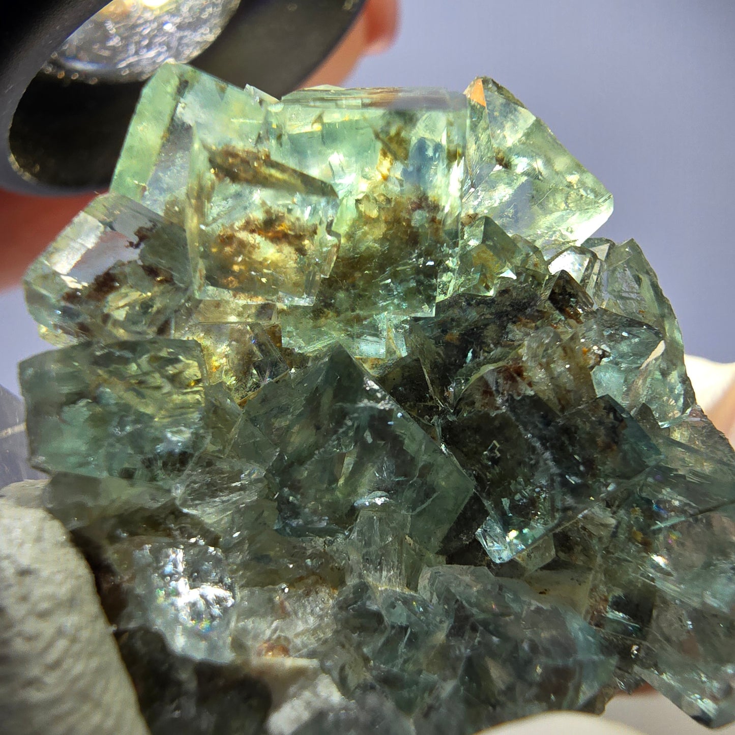 Phantom Fluorit Würfel Stufe, parkettiert grün Okorusu, Namibia 34*32*16mm