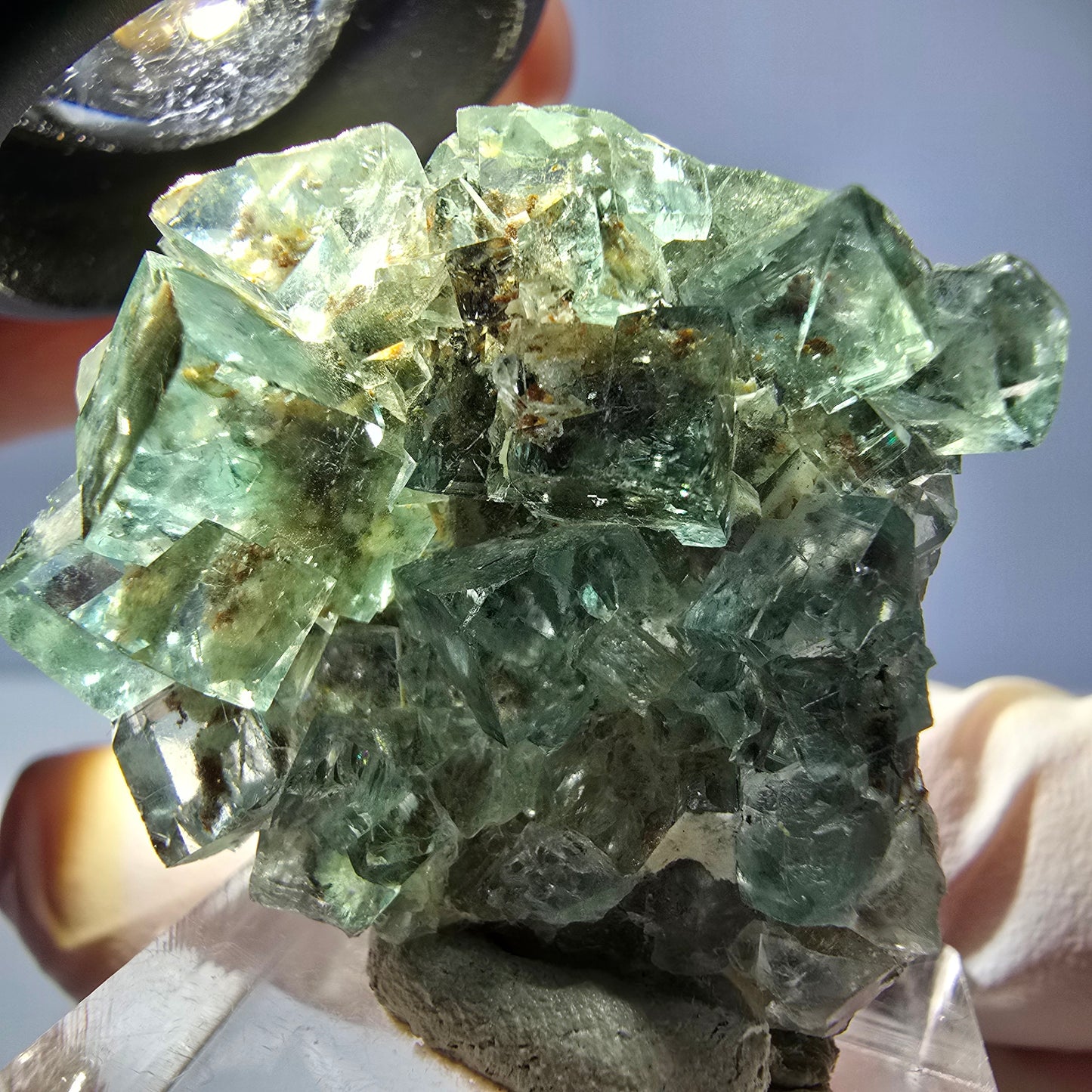 Phantom Fluorit Würfel Stufe, parkettiert grün Okorusu, Namibia 34*32*16mm