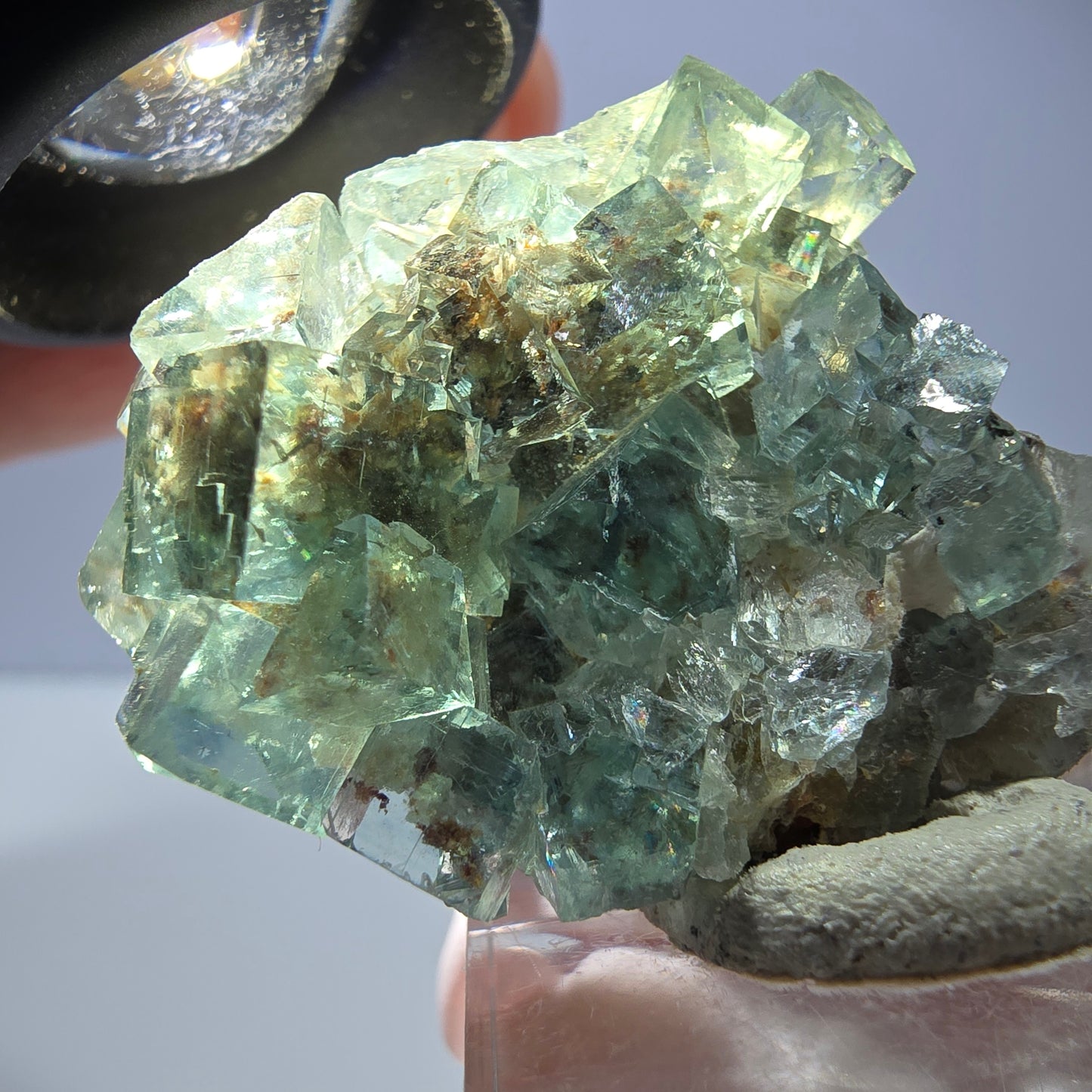 Phantom Fluorit Würfel Stufe, parkettiert grün Okorusu, Namibia 34*32*16mm
