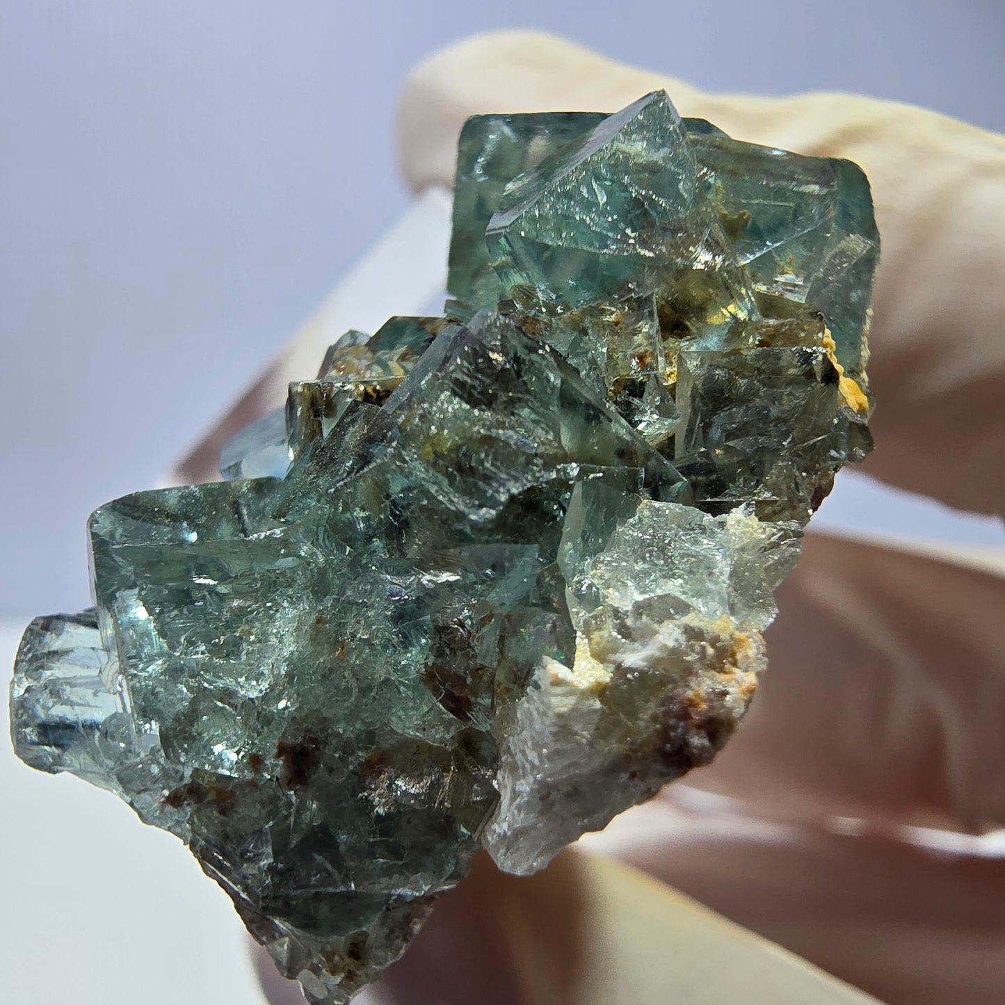 Phantom Fluorit Würfel Stufe, parkettiert grün Okorusu, Namibia 34*32*16mm