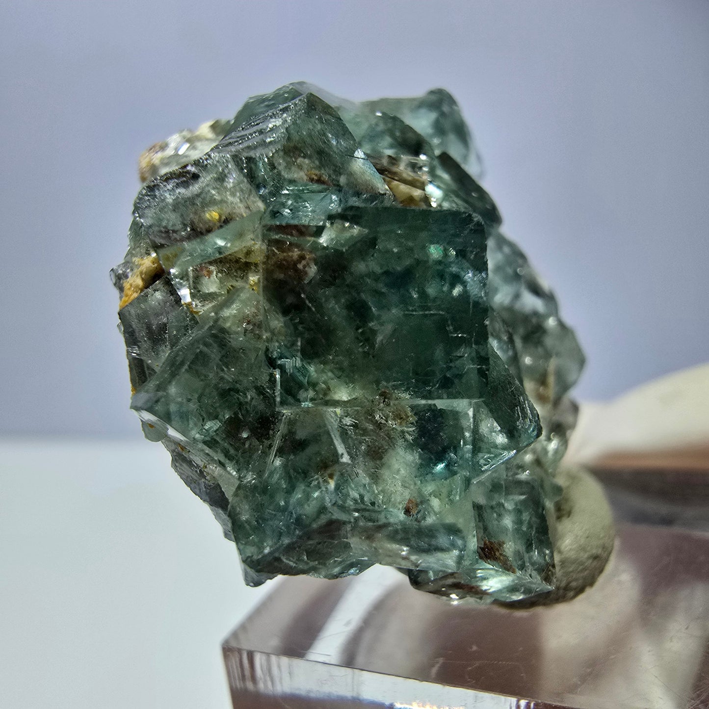Phantom Fluorit Würfel Stufe, parkettiert grün Okorusu, Namibia 34*32*16mm
