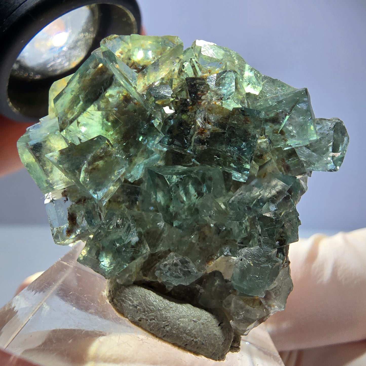 Phantom Fluorit Würfel Stufe, parkettiert grün Okorusu, Namibia 34*32*16mm