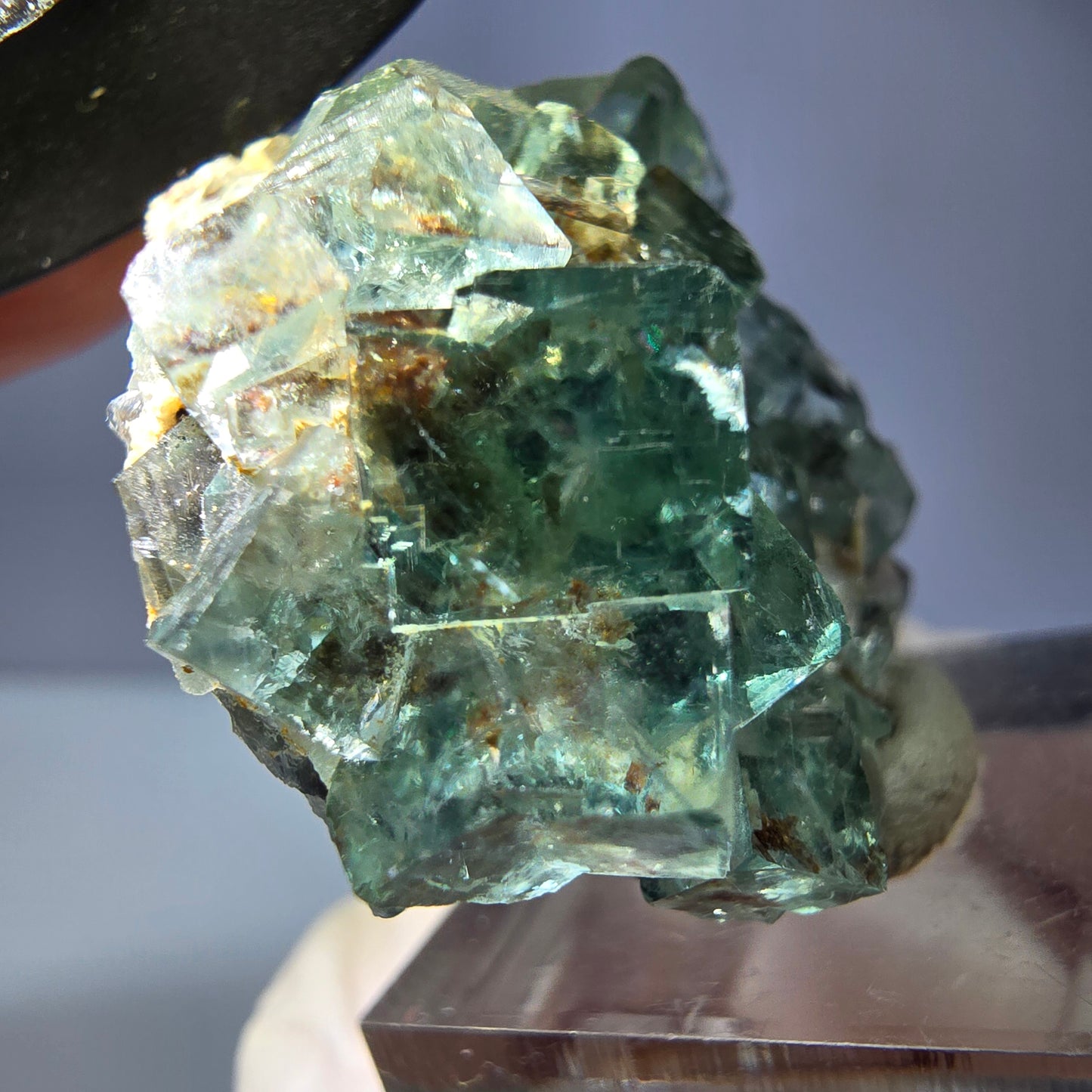 Phantom Fluorit Würfel Stufe, parkettiert grün Okorusu, Namibia 34*32*16mm