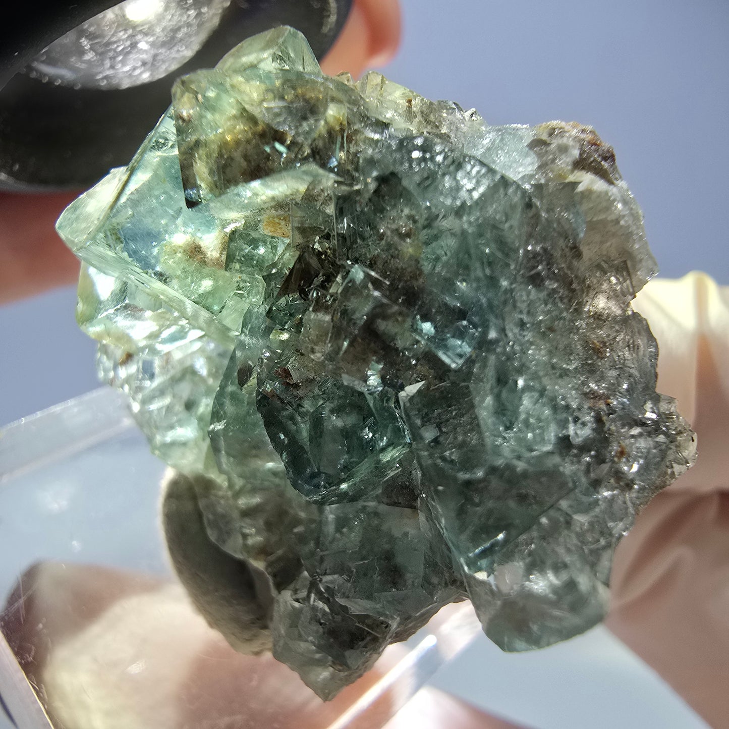 Phantom Fluorit Würfel Stufe, parkettiert grün Okorusu, Namibia 34*32*16mm