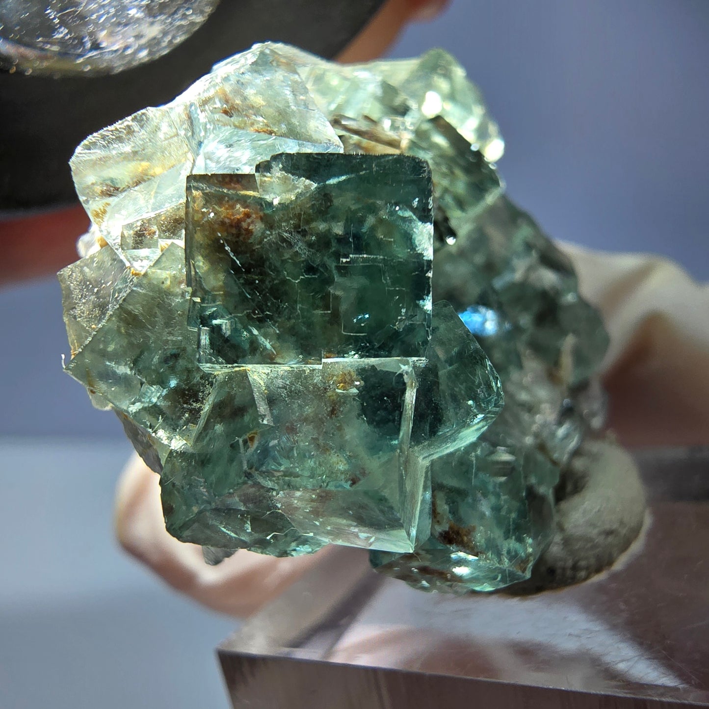 Phantom Fluorit Würfel Stufe, parkettiert grün Okorusu, Namibia 34*32*16mm
