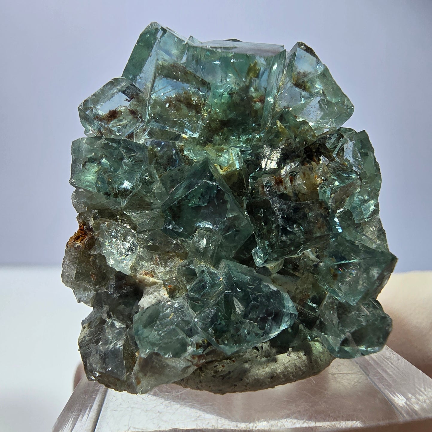 Phantom Fluorit Würfel Stufe, parkettiert grün Okorusu, Namibia 34*32*16mm