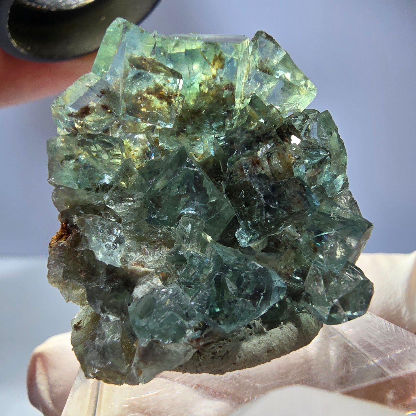 Phantom Fluorit Würfel Stufe, parkettiert grün Okorusu, Namibia 34*32*16mm