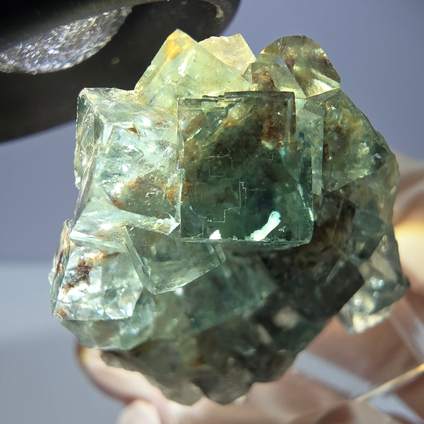 Phantom Fluorit Würfel Stufe, parkettiert grün Okorusu, Namibia 34*32*16mm