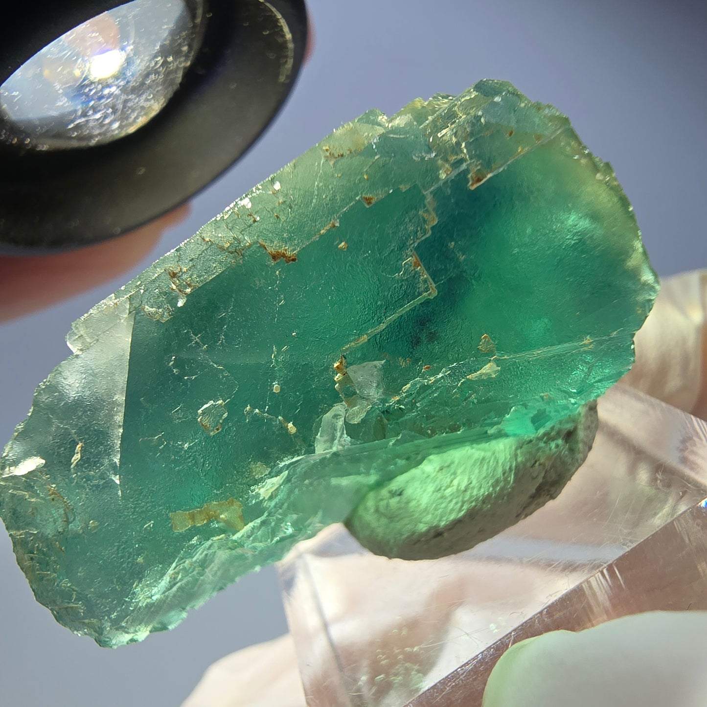 Phantom Fluorit Würfel Stufe, parkettiert grün Okorusu, Namibia 36*25*25mm
