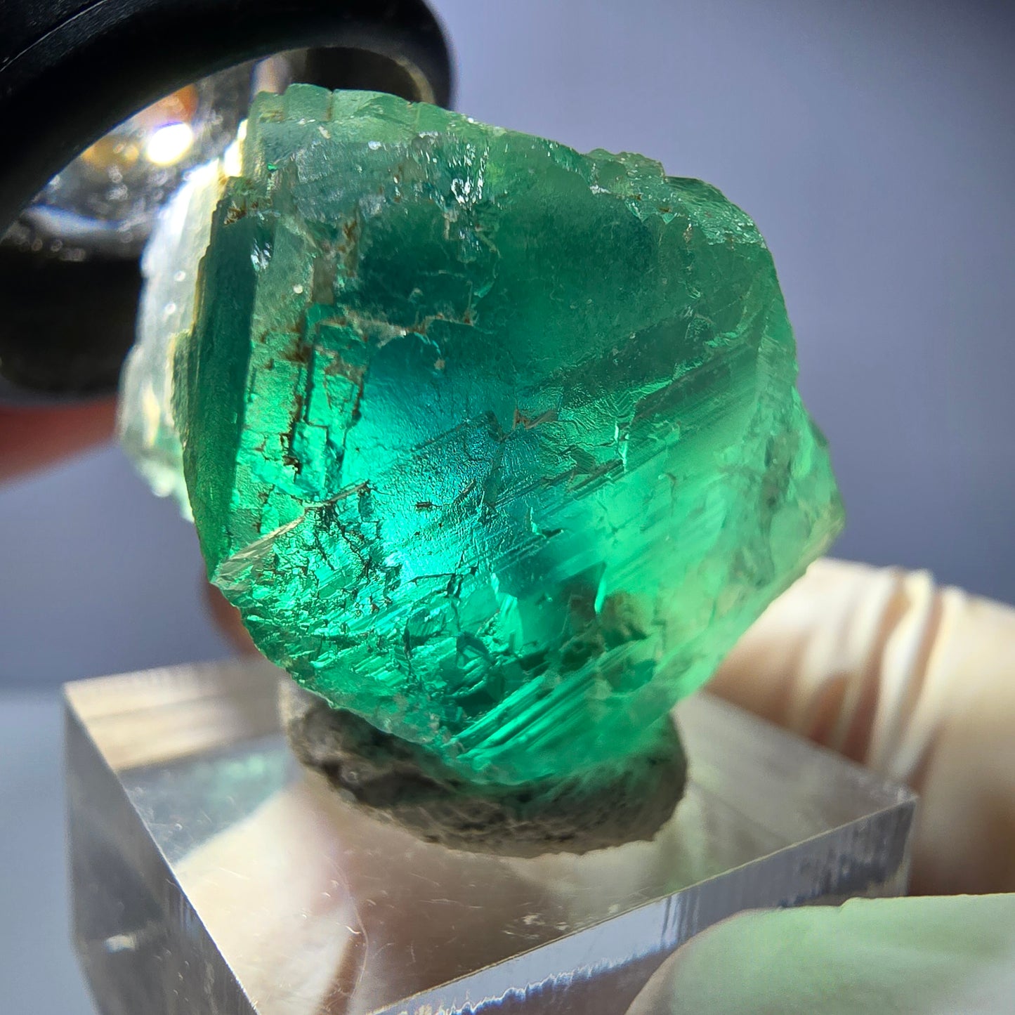 Phantom Fluorit Würfel Stufe, parkettiert grün Okorusu, Namibia 36*25*25mm