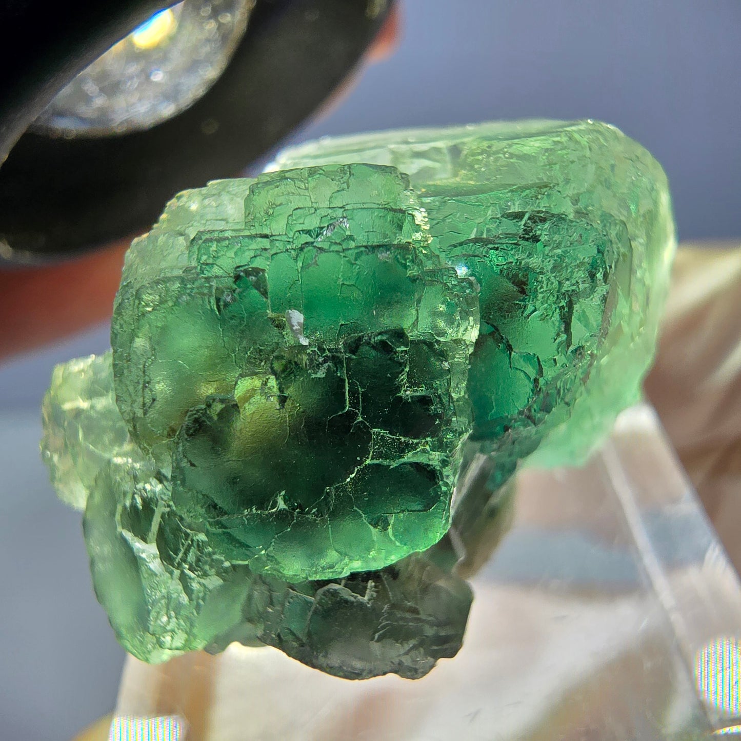 Phantom Fluorit Würfel Stufe, parkettiert grün Okorusu, Namibia 30*21*18mm