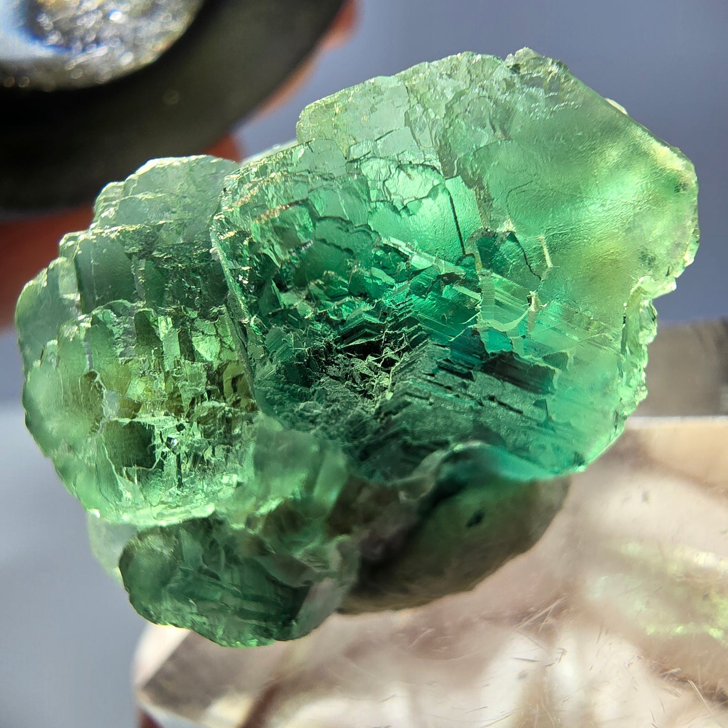 Phantom Fluorit Würfel Stufe, parkettiert grün Okorusu, Namibia 30*21*18mm