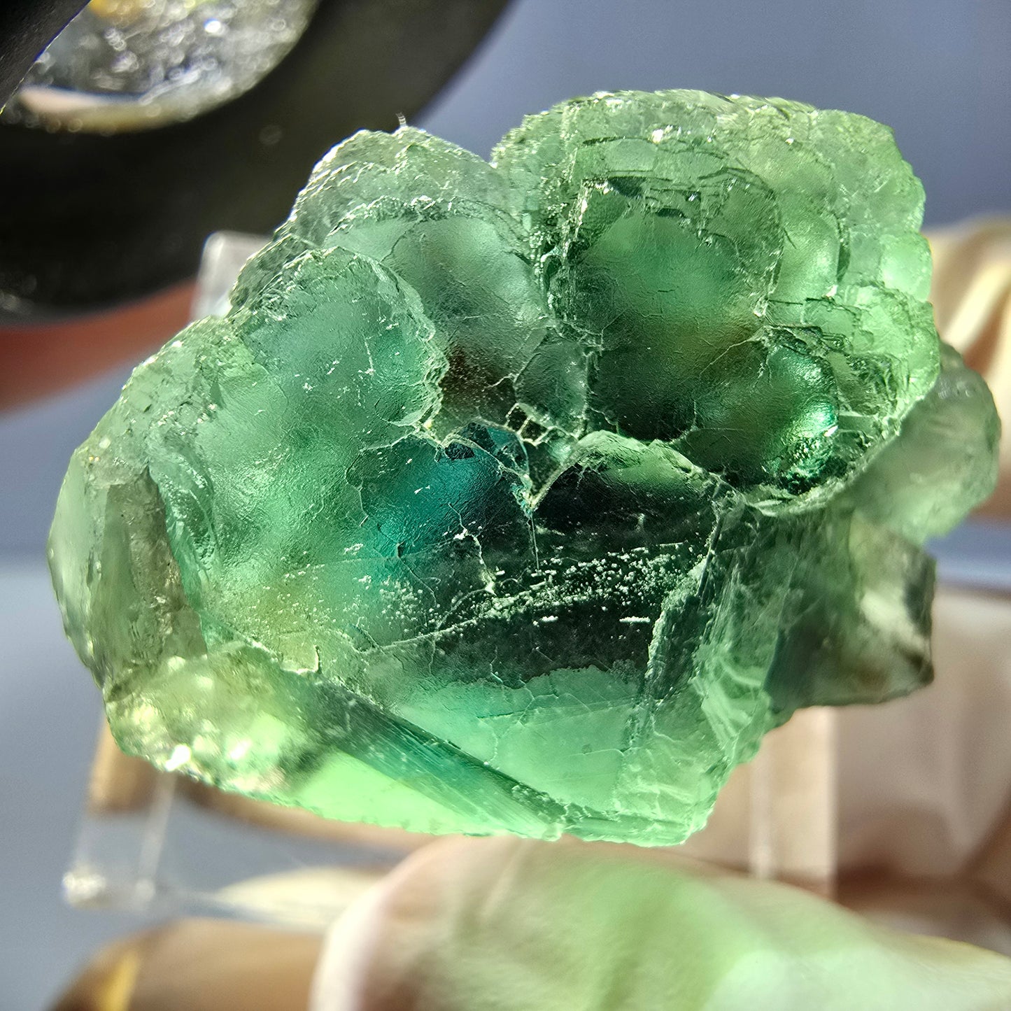 Phantom Fluorit Würfel Stufe, parkettiert grün Okorusu, Namibia 30*21*18mm