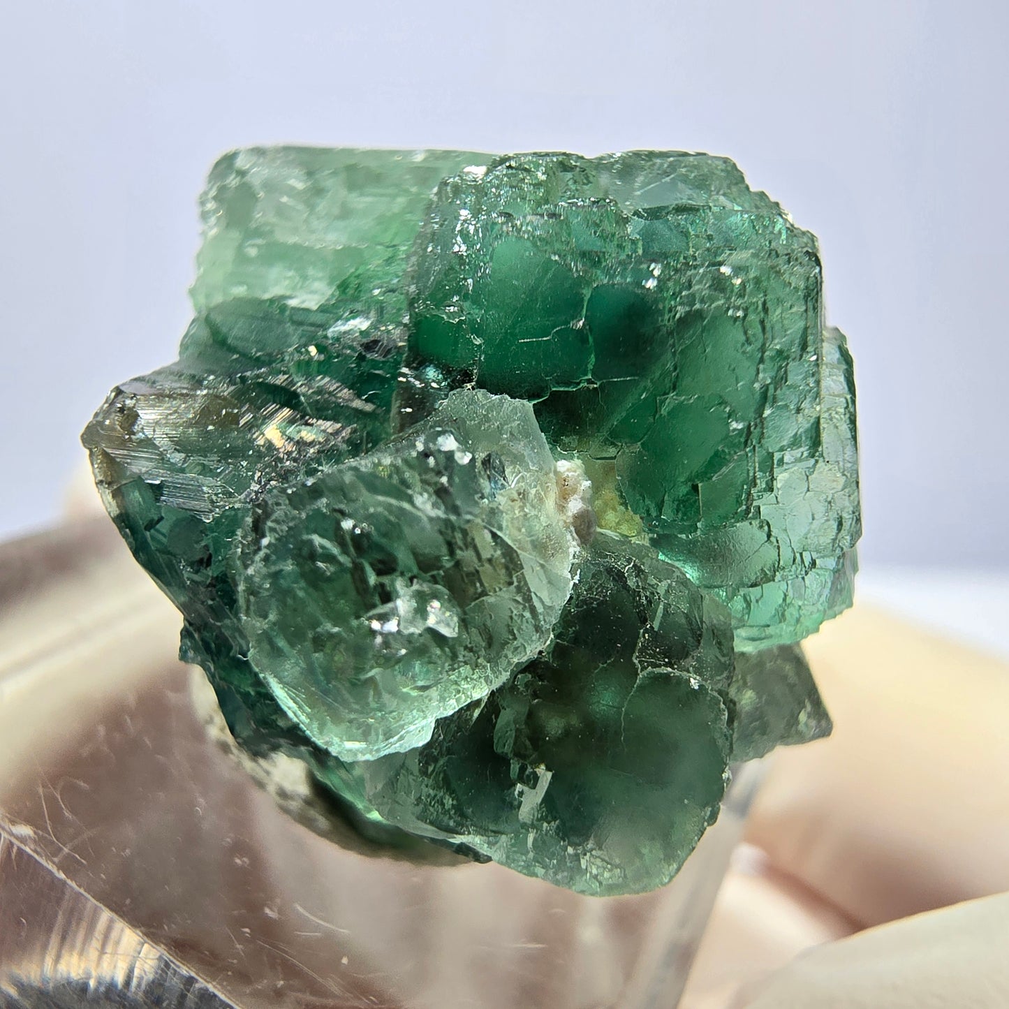 Phantom Fluorit Würfel Stufe, parkettiert grün Okorusu, Namibia 30*21*18mm