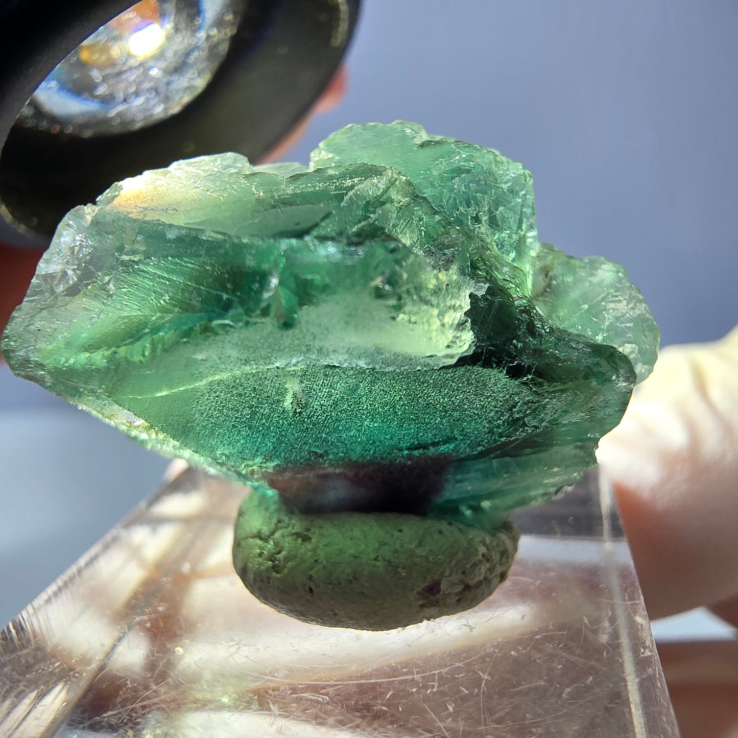 Phantom Fluorit Würfel Stufe, parkettiert grün Okorusu, Namibia 30*21*18mm