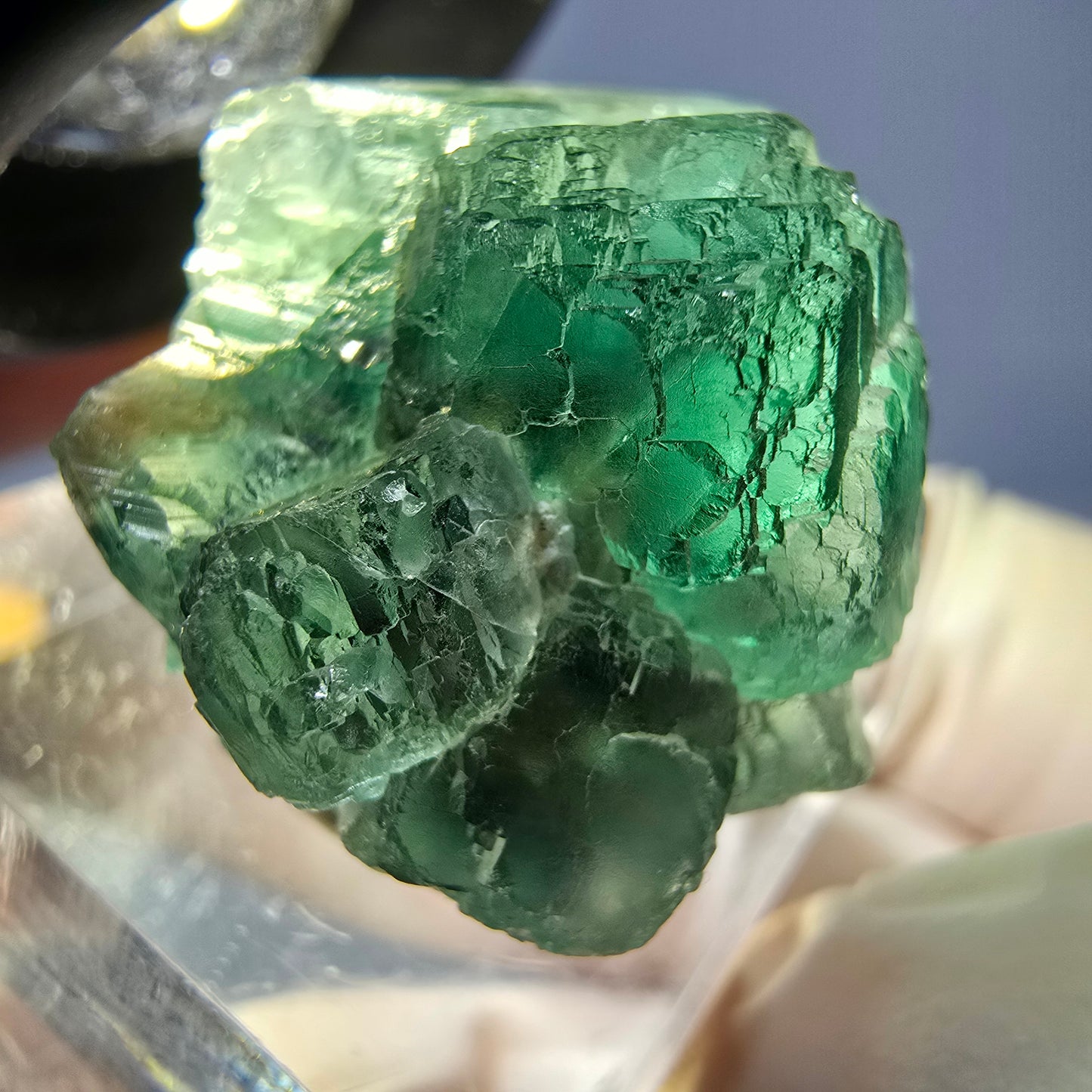 Phantom Fluorit Würfel Stufe, parkettiert grün Okorusu, Namibia 30*21*18mm