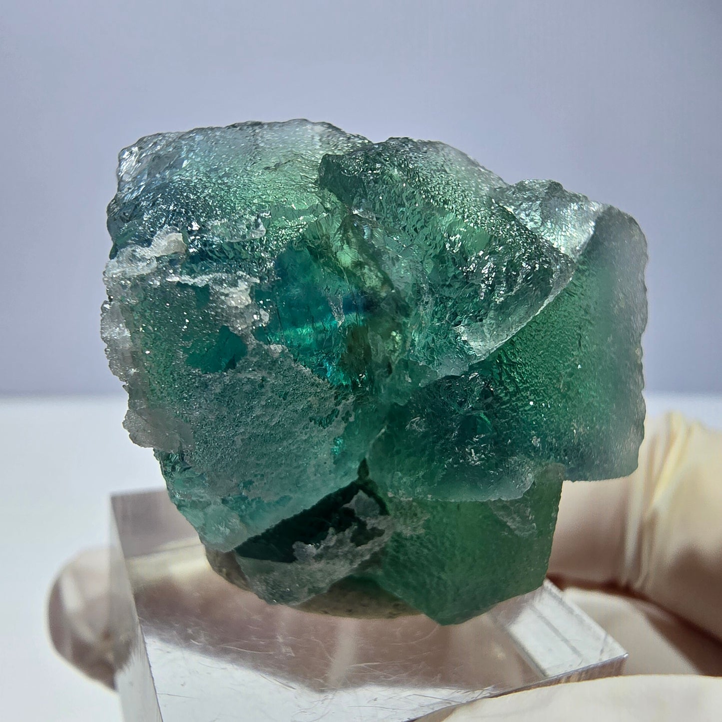 Phantom Fluorit Würfel Stufe, parkettiert grün Okorusu, Namibia 35*30*23mm